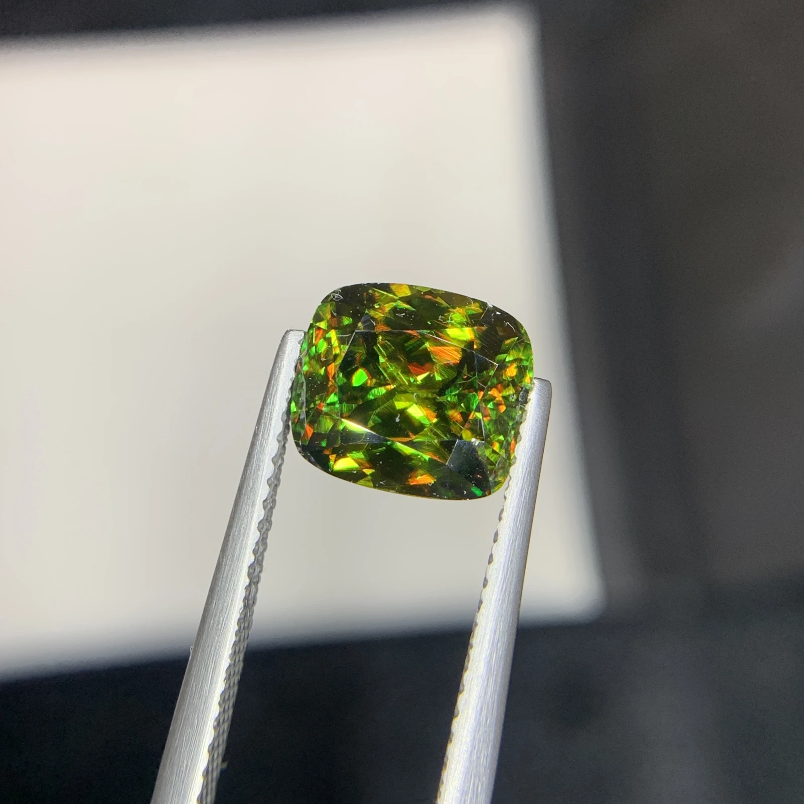 IGI Certified 3.36ct Natural Chrome Sphene Cushion Shape Loose Gemstone from Skardu Pakistan