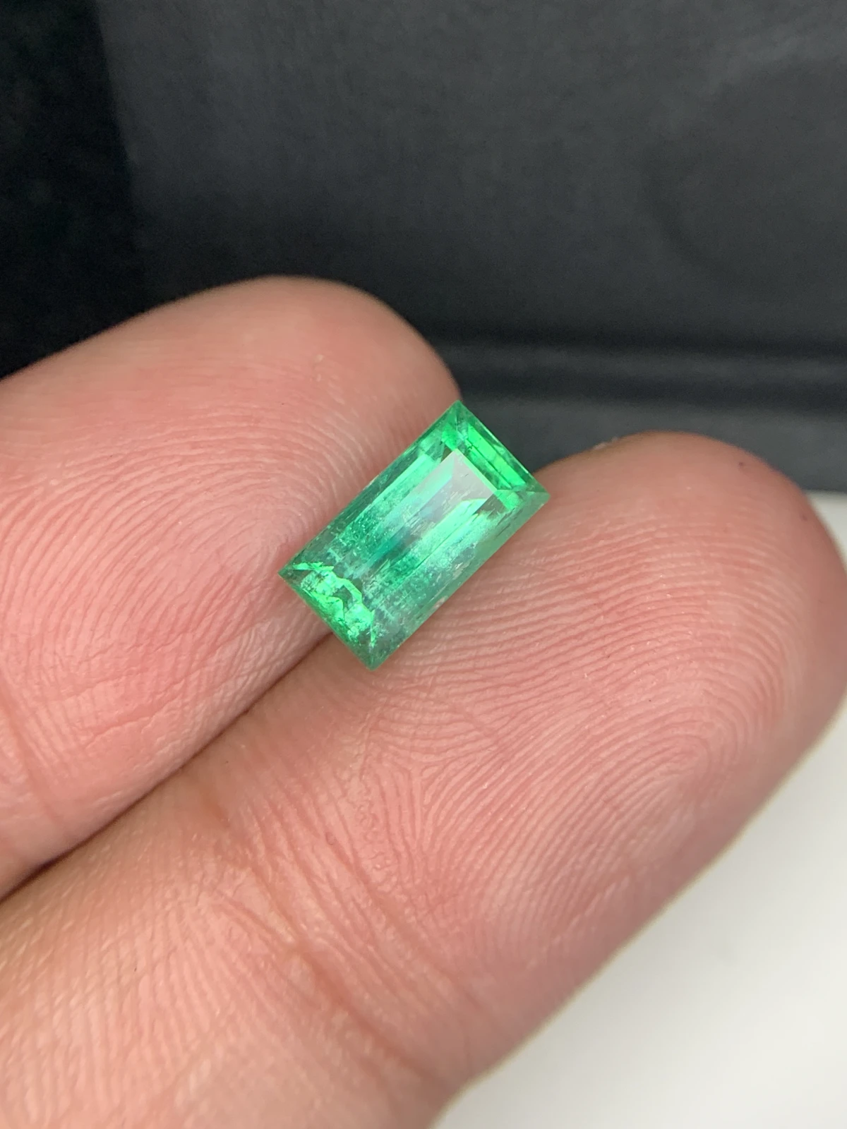 Natural Green Emerald 2.43 Carat Faceted Rectangular Cut Loose Gemstone