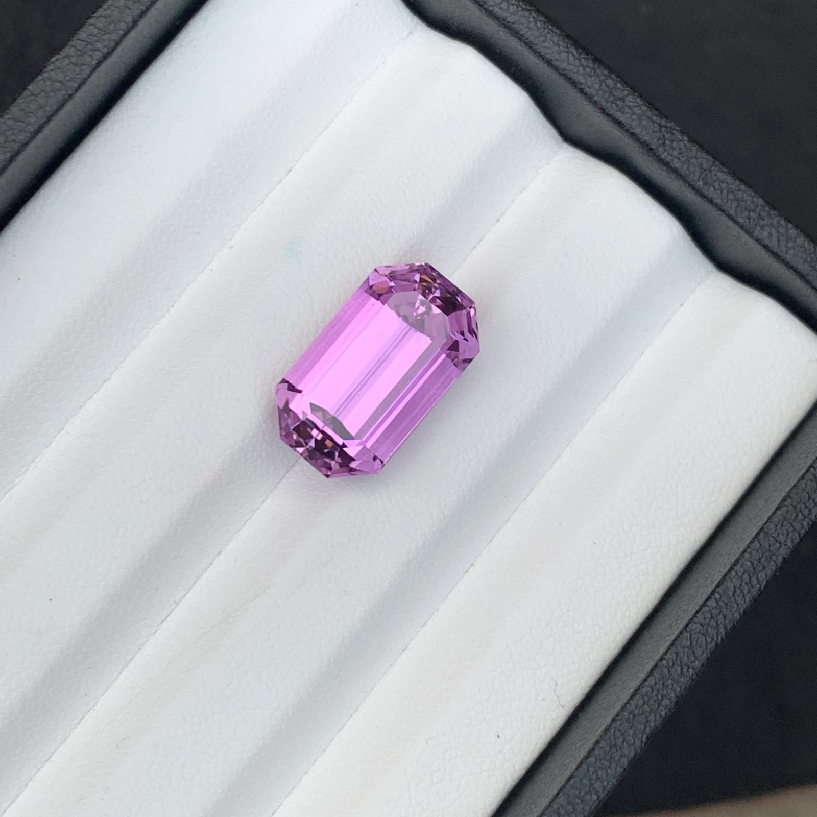 Natural Pinkish Purple Kunzite 16.03 Carat Faceted Emerald Cut Loose Gemstone