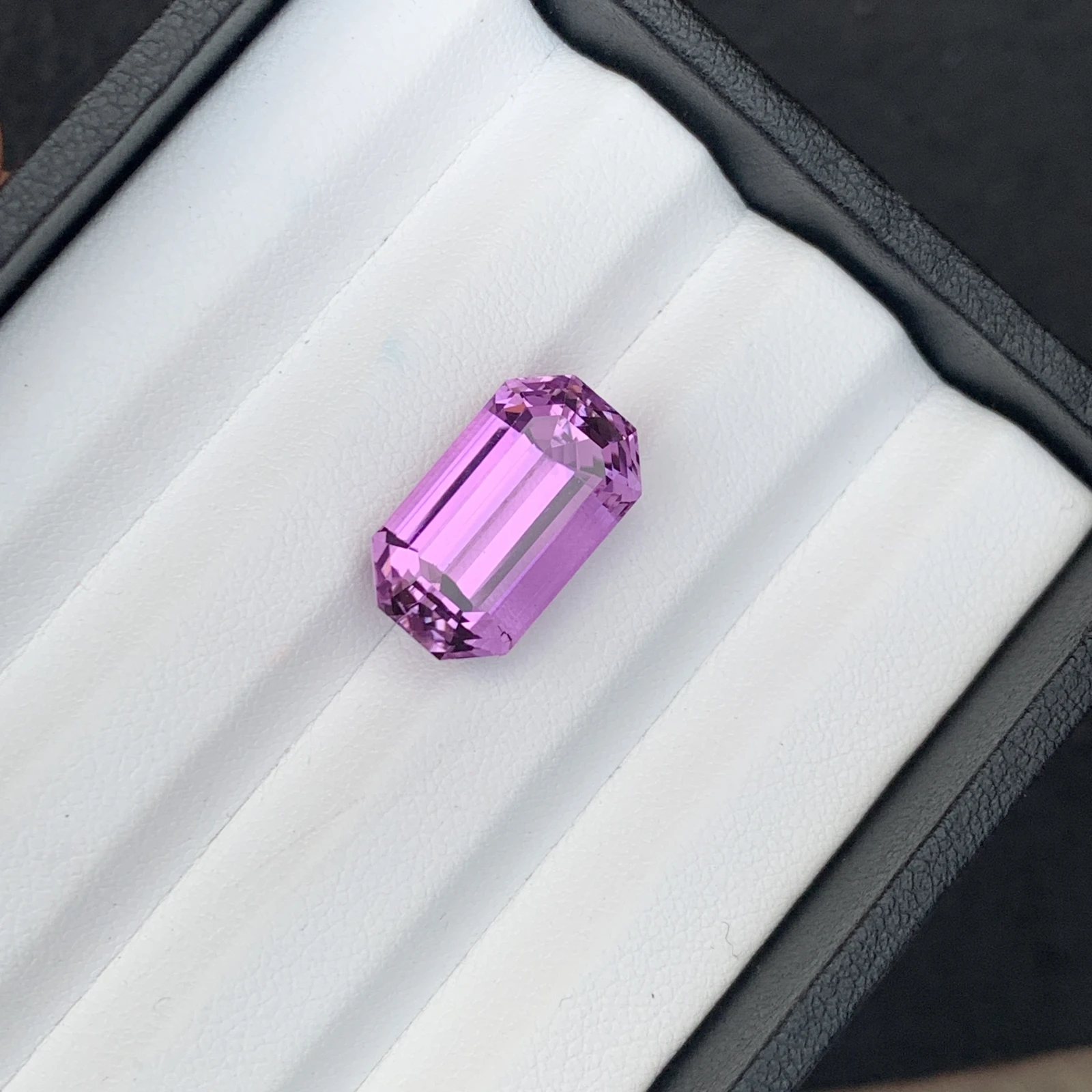 Natural Pinkish Purple Kunzite 16.03 Carat Faceted Emerald Cut Loose Gemstone