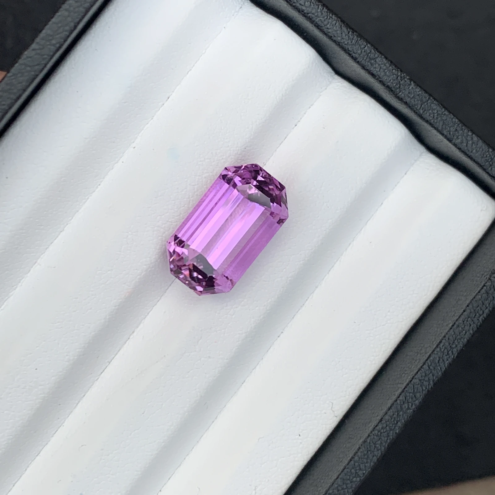 Natural Pinkish Purple Kunzite 16.03 Carat Faceted Emerald Cut Loose Gemstone
