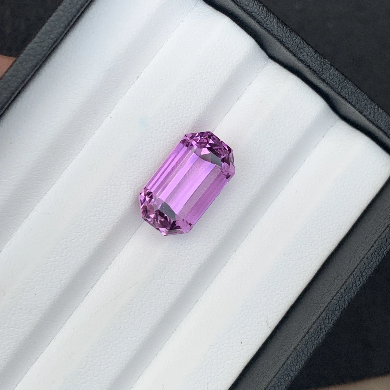 Natural Pinkish Purple Kunzite 16.03 Carat Faceted Emerald Cut Loose Gemstone