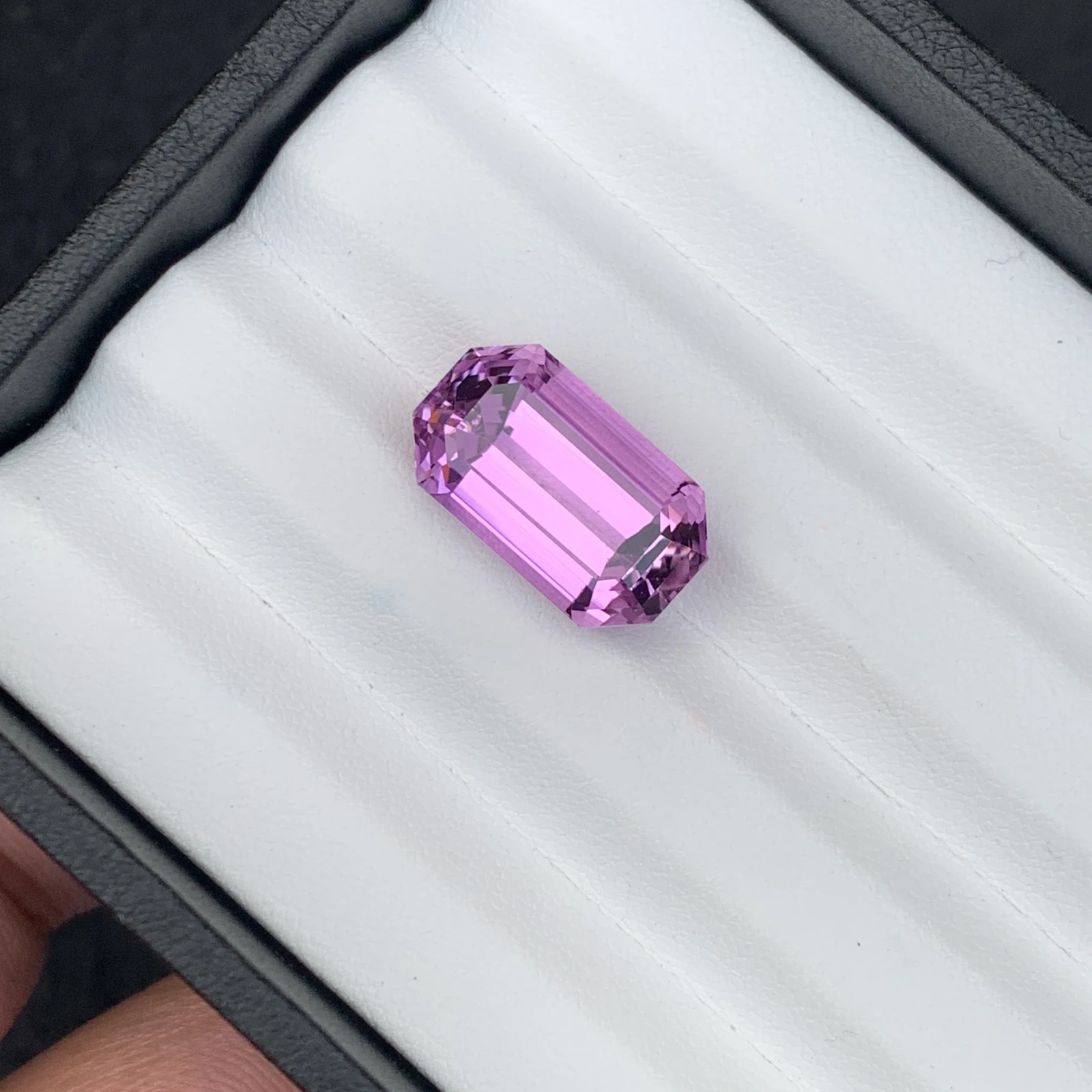 Natural Pinkish Purple Kunzite 16.03 Carat Faceted Emerald Cut Loose Gemstone