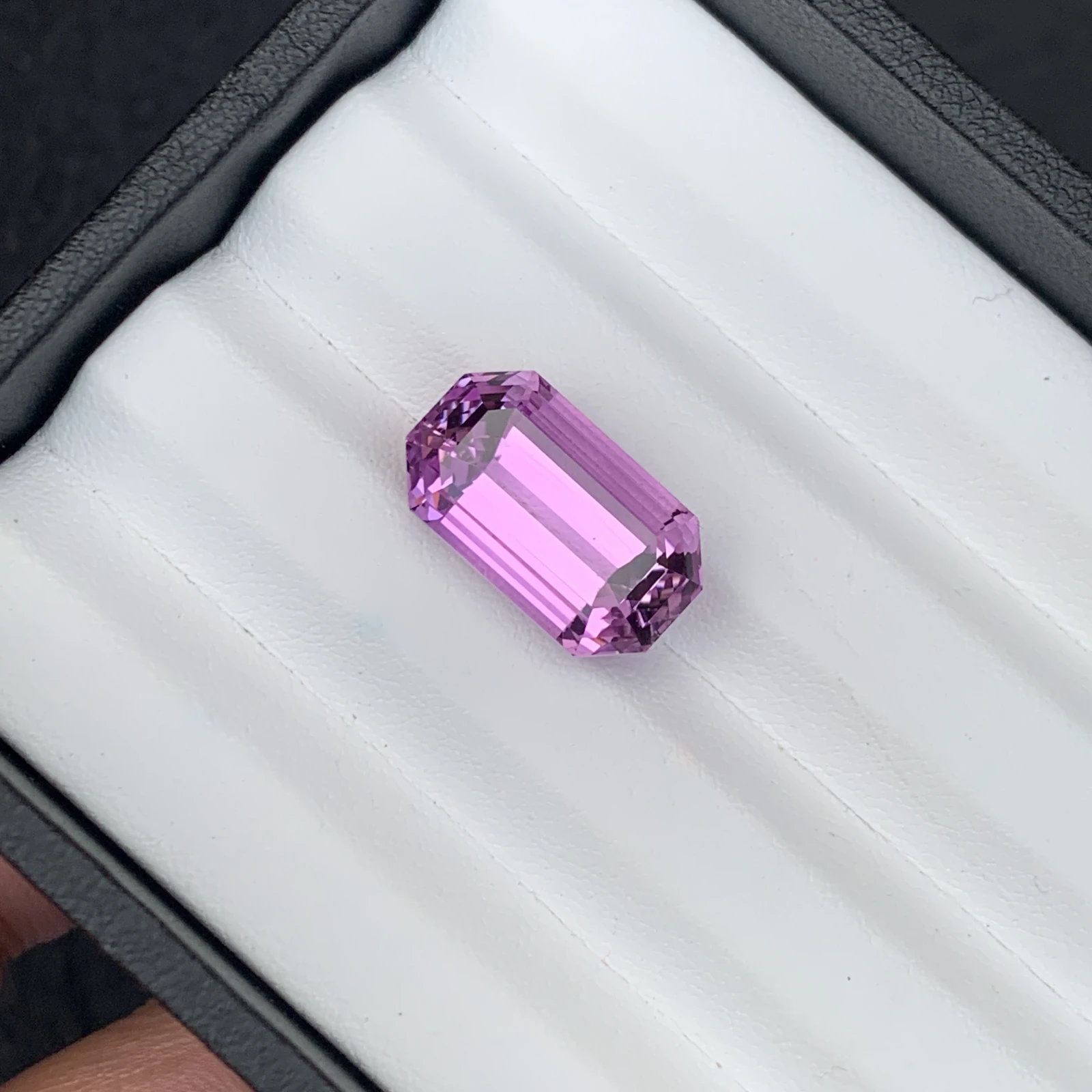 Natural Pinkish Purple Kunzite 16.03 Carat Faceted Emerald Cut Loose Gemstone