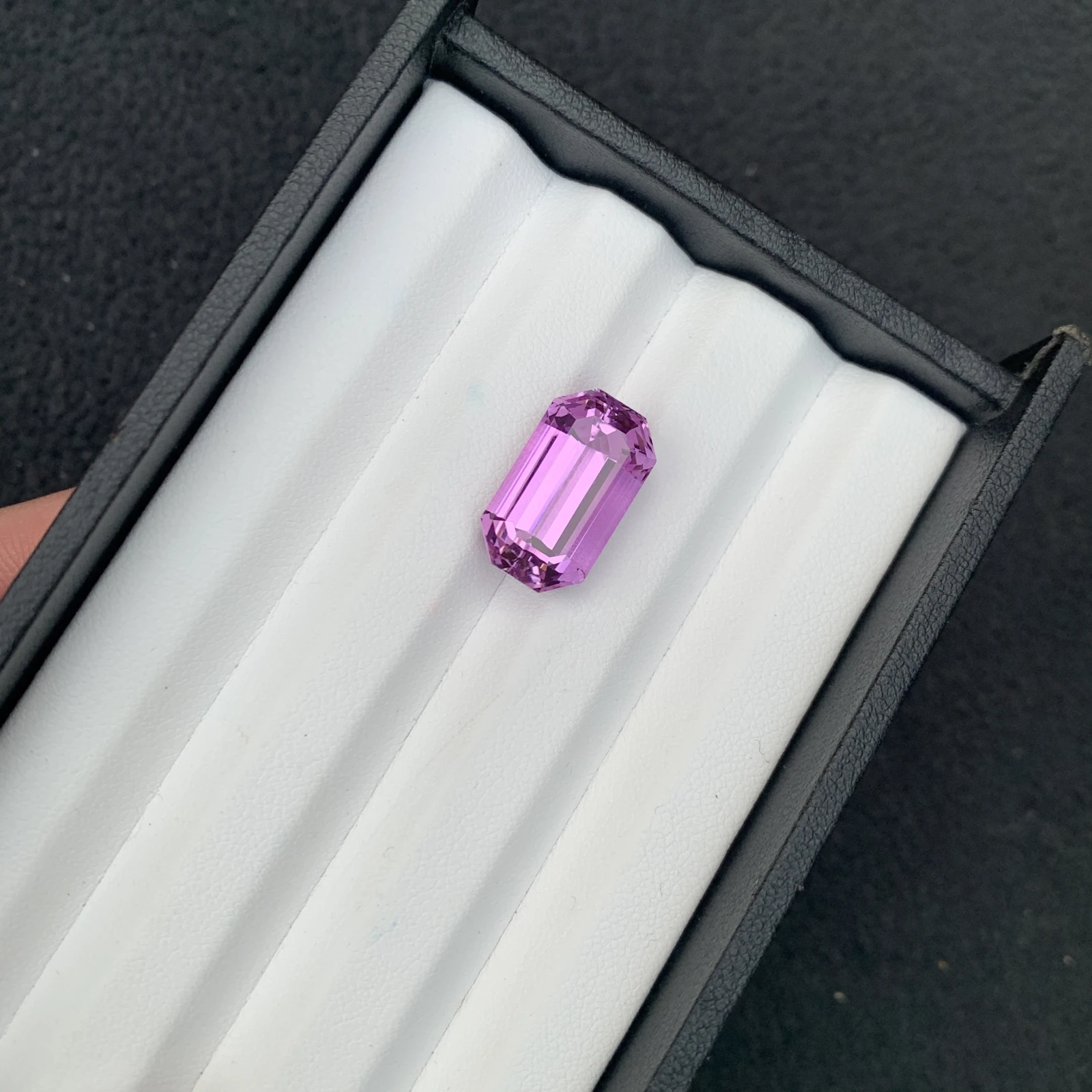 Natural Pinkish Purple Kunzite 16.03 Carat Faceted Emerald Cut Loose Gemstone