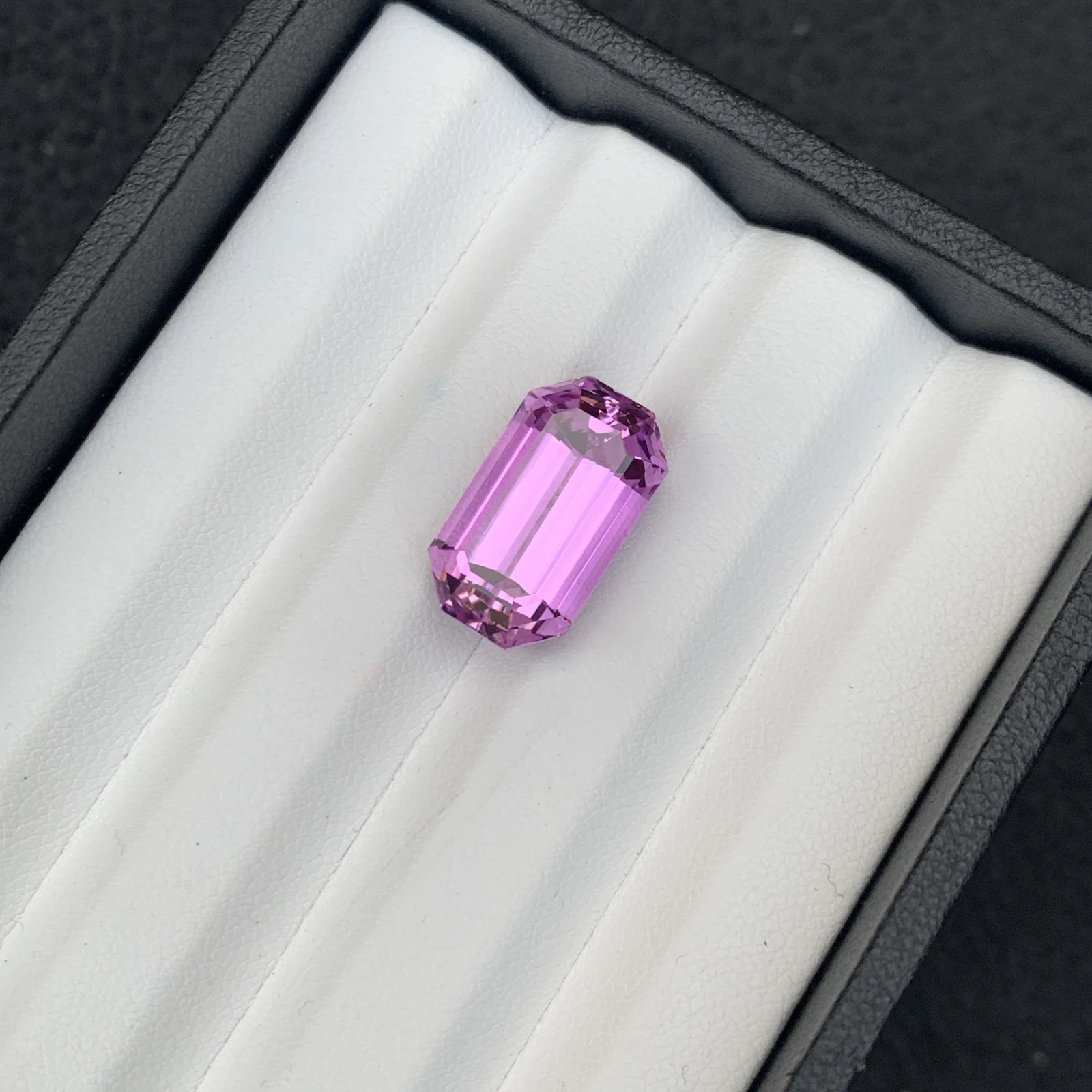 Natural Pinkish Purple Kunzite 16.03 Carat Faceted Emerald Cut Loose Gemstone