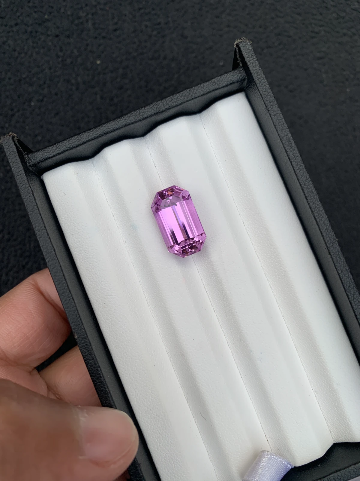 Natural Pinkish Purple Kunzite 16.03 Carat Faceted Emerald Cut Loose Gemstone