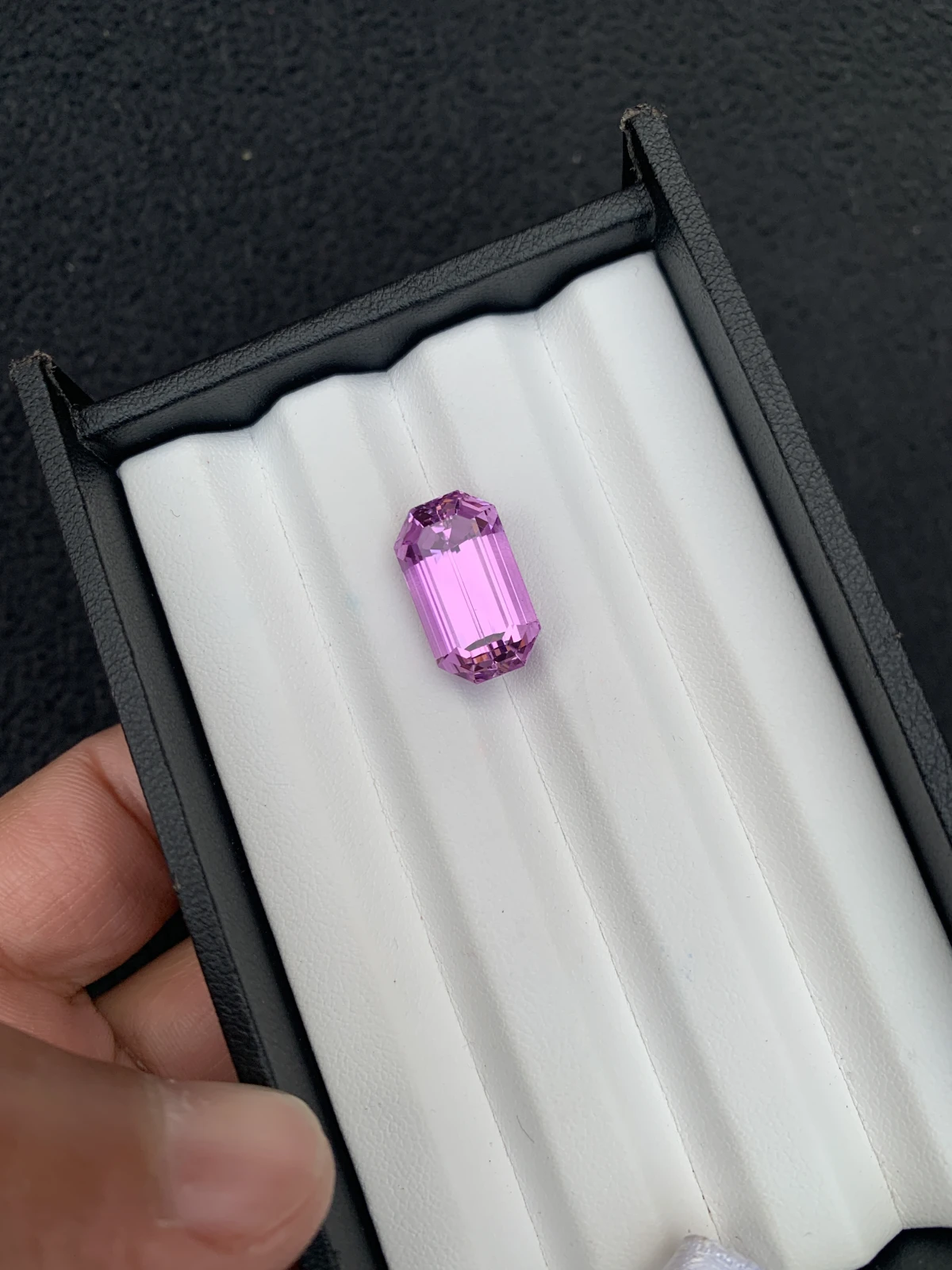 Natural Pinkish Purple Kunzite 16.03 Carat Faceted Emerald Cut Loose Gemstone