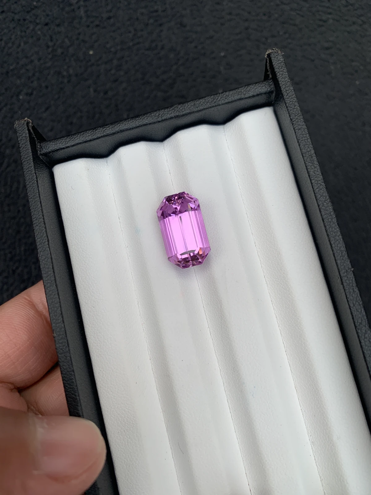 Natural Pinkish Purple Kunzite 16.03 Carat Faceted Emerald Cut Loose Gemstone