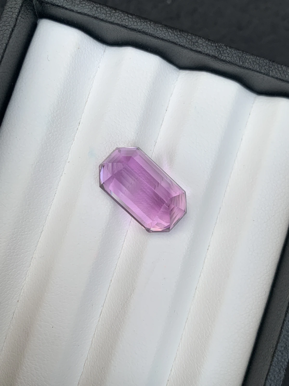 Natural Pinkish Purple Kunzite 16.03 Carat Faceted Emerald Cut Loose Gemstone