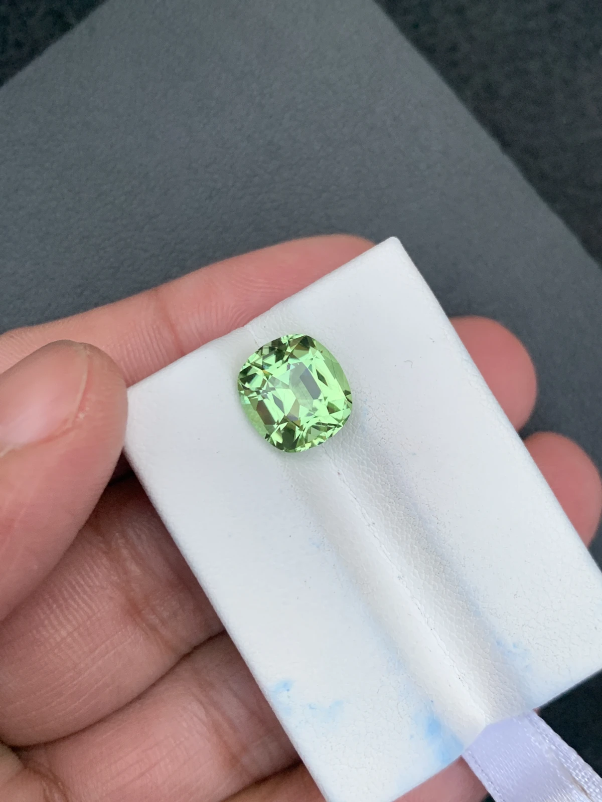 5.20 ct Natural Mint Green Peridot Cushion Shape Loose Gemstone from Supat Valley Pakistan