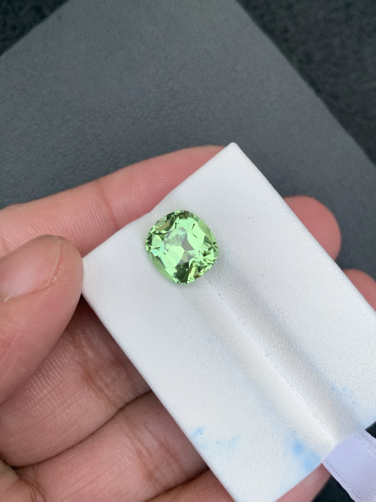 5.20 ct Natural Mint Green Peridot Cushion Shape Loose Gemstone from Supat Valley Pakistan