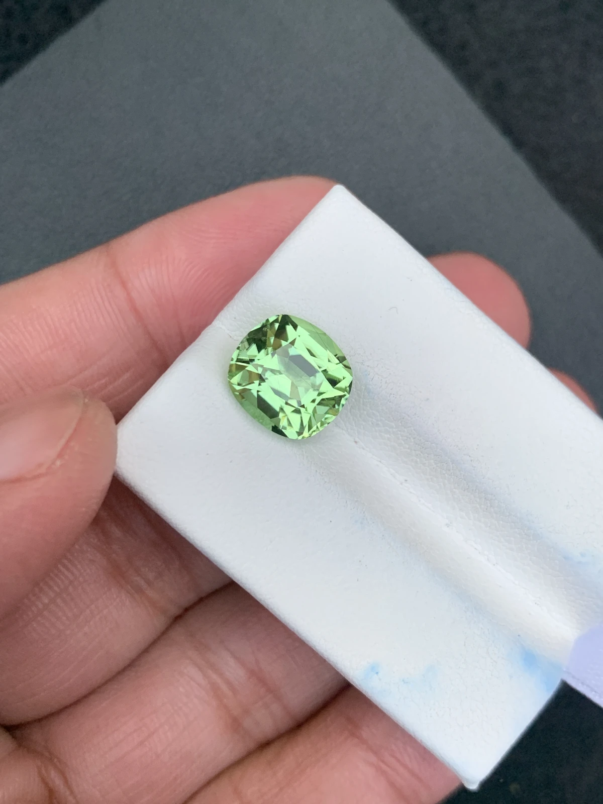5.20 ct Natural Mint Green Peridot Cushion Shape Loose Gemstone from Supat Valley Pakistan