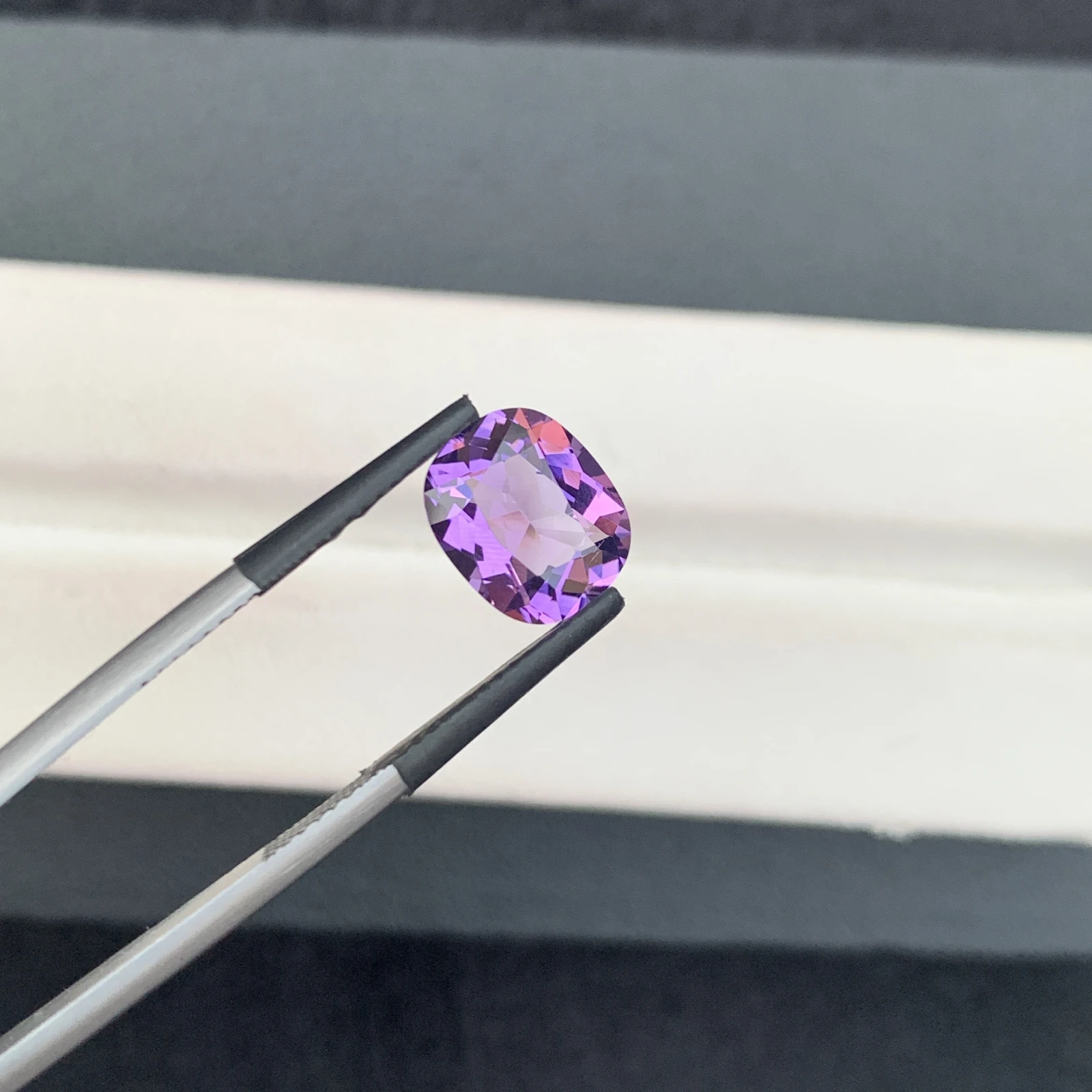 Natural Purple Amethyst 2.66 Carat Faceted Cushion Shape Loose Gemstone