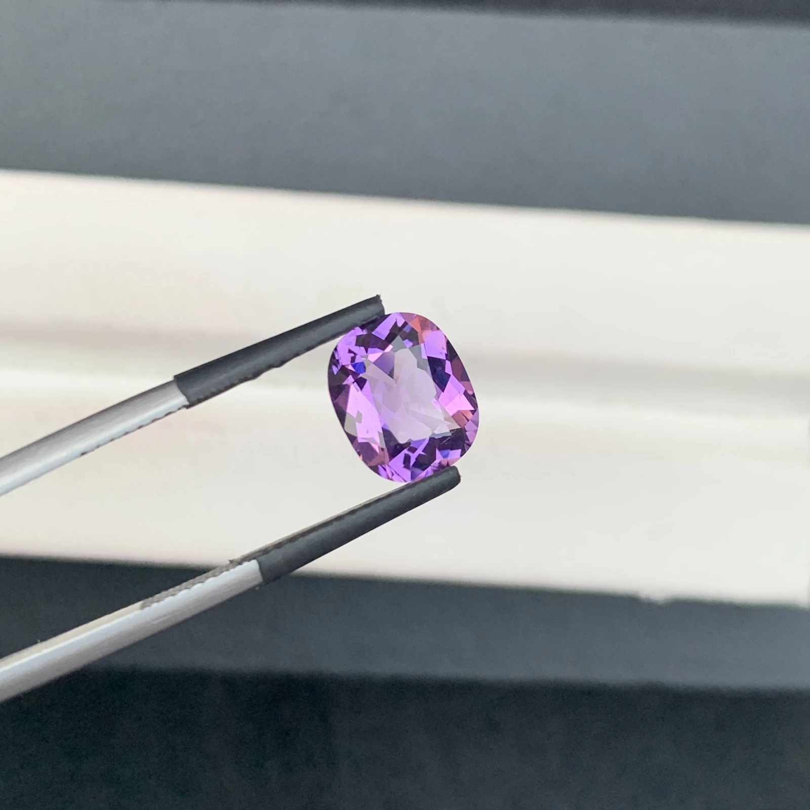 Natural Purple Amethyst 2.66 Carat Faceted Cushion Shape Loose Gemstone