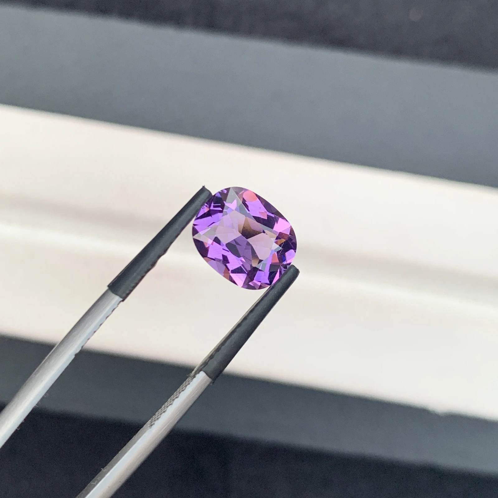 Natural Purple Amethyst 2.66 Carat Faceted Cushion Shape Loose Gemstone