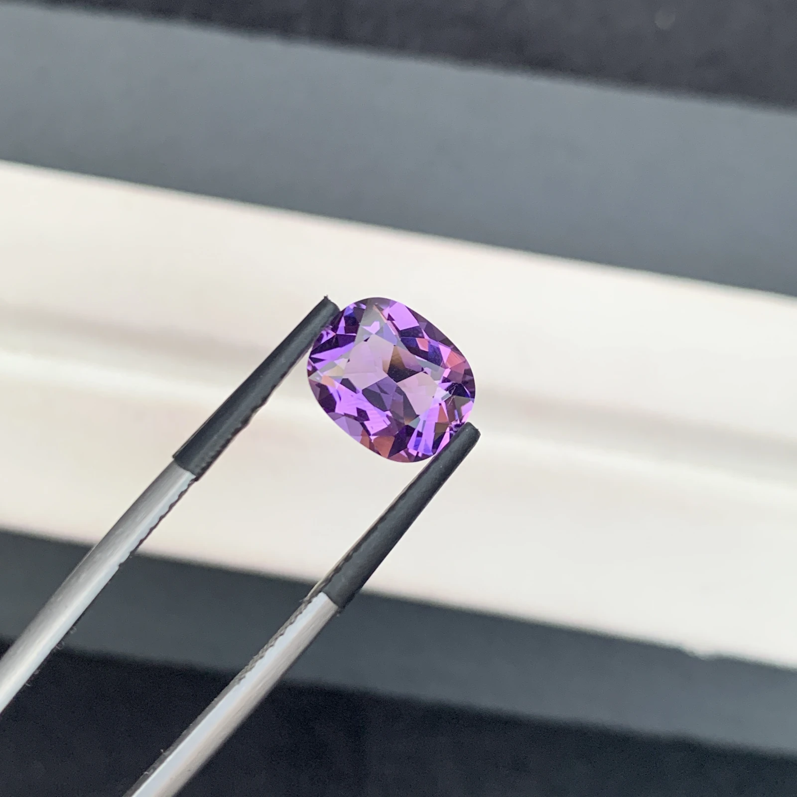 Natural Purple Amethyst 2.66 Carat Faceted Cushion Shape Loose Gemstone