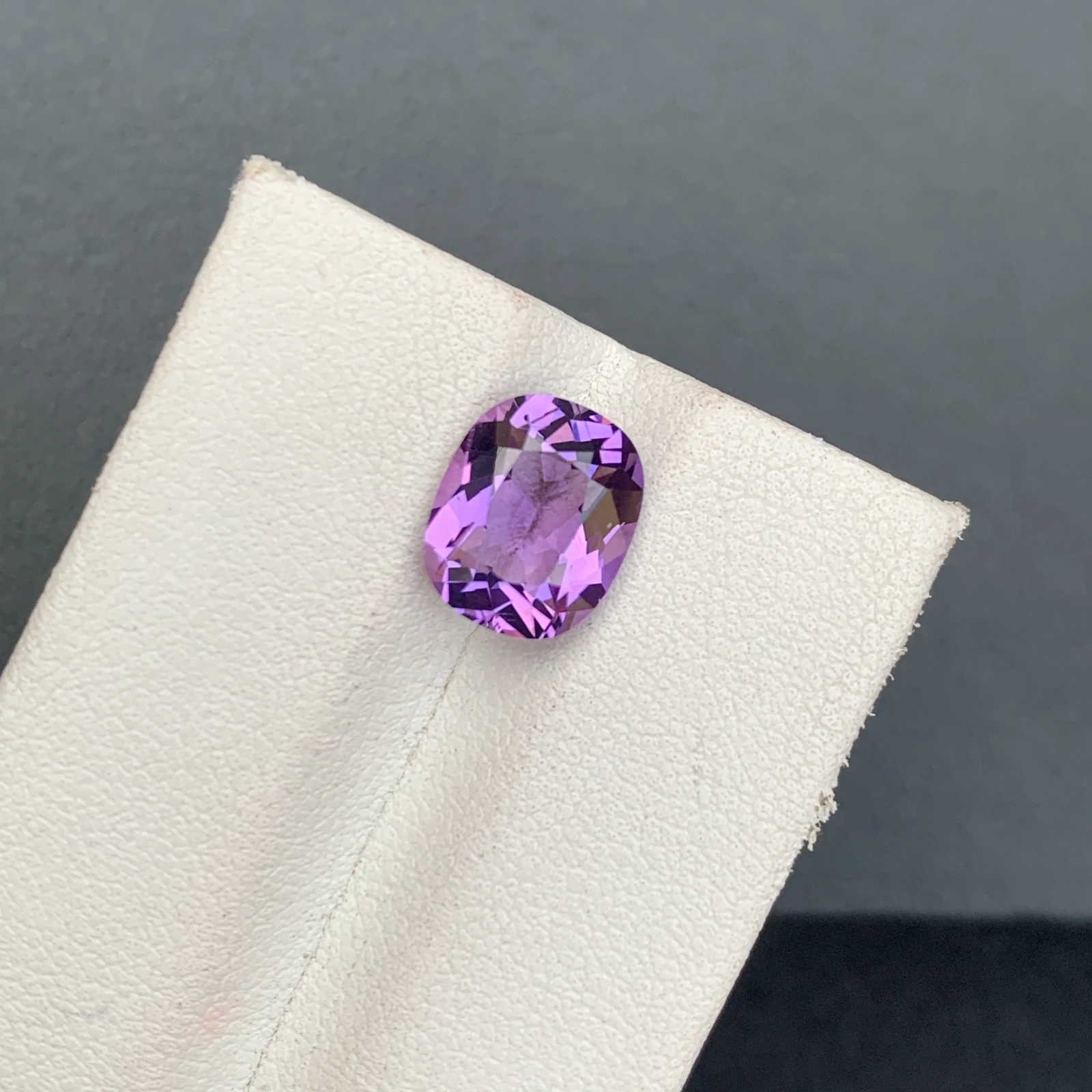 Natural Purple Amethyst 2.66 Carat Faceted Cushion Shape Loose Gemstone
