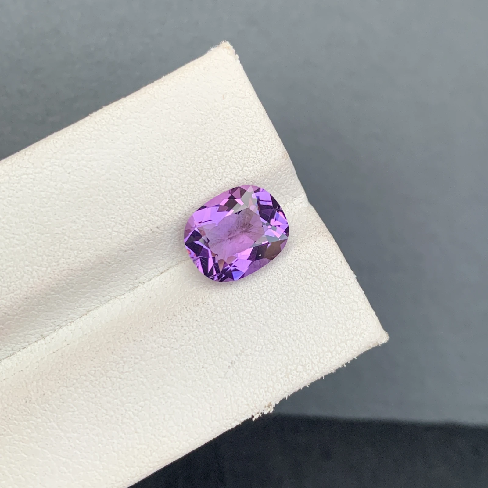 Natural Purple Amethyst 2.66 Carat Faceted Cushion Shape Loose Gemstone