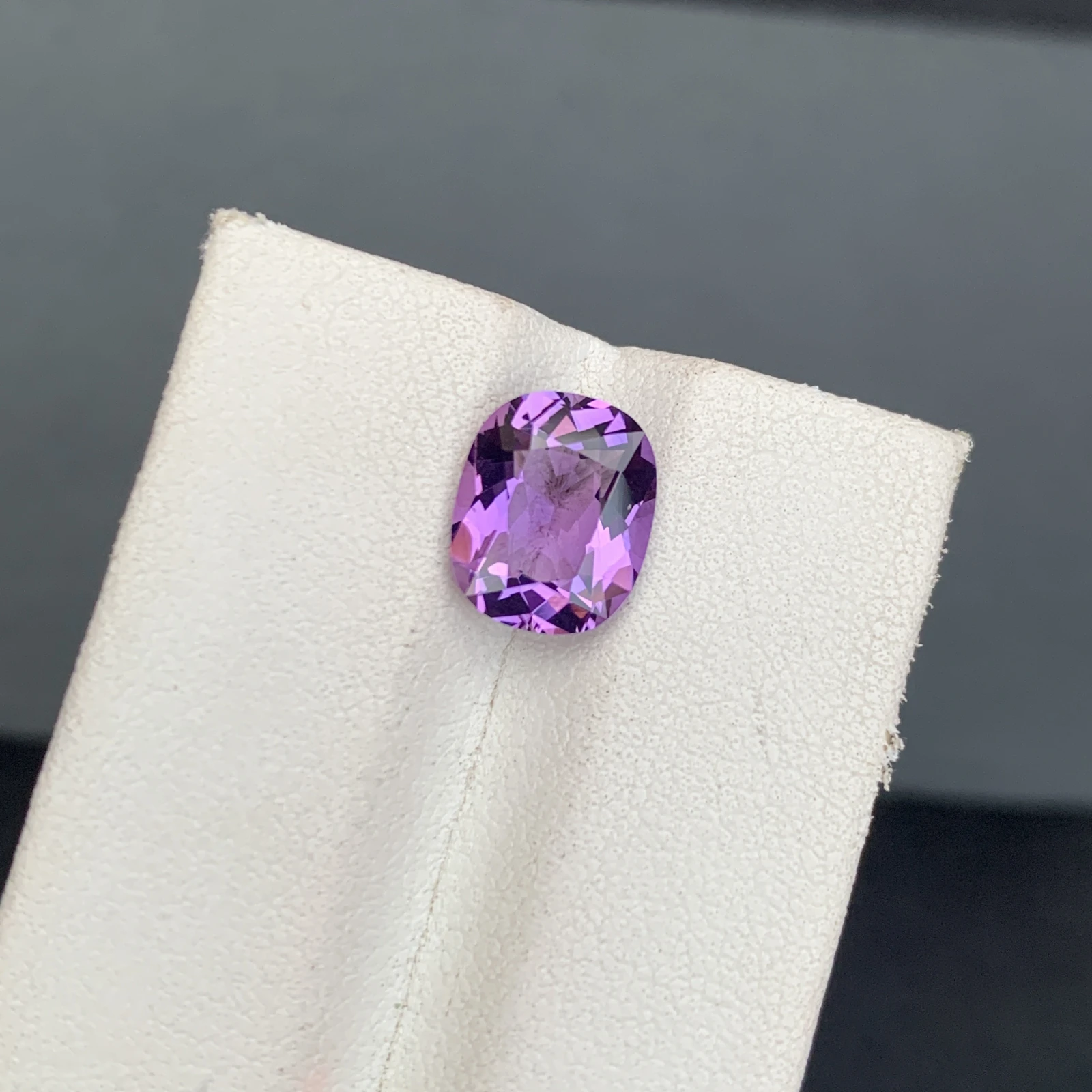 Natural Purple Amethyst 2.66 Carat Faceted Cushion Shape Loose Gemstone