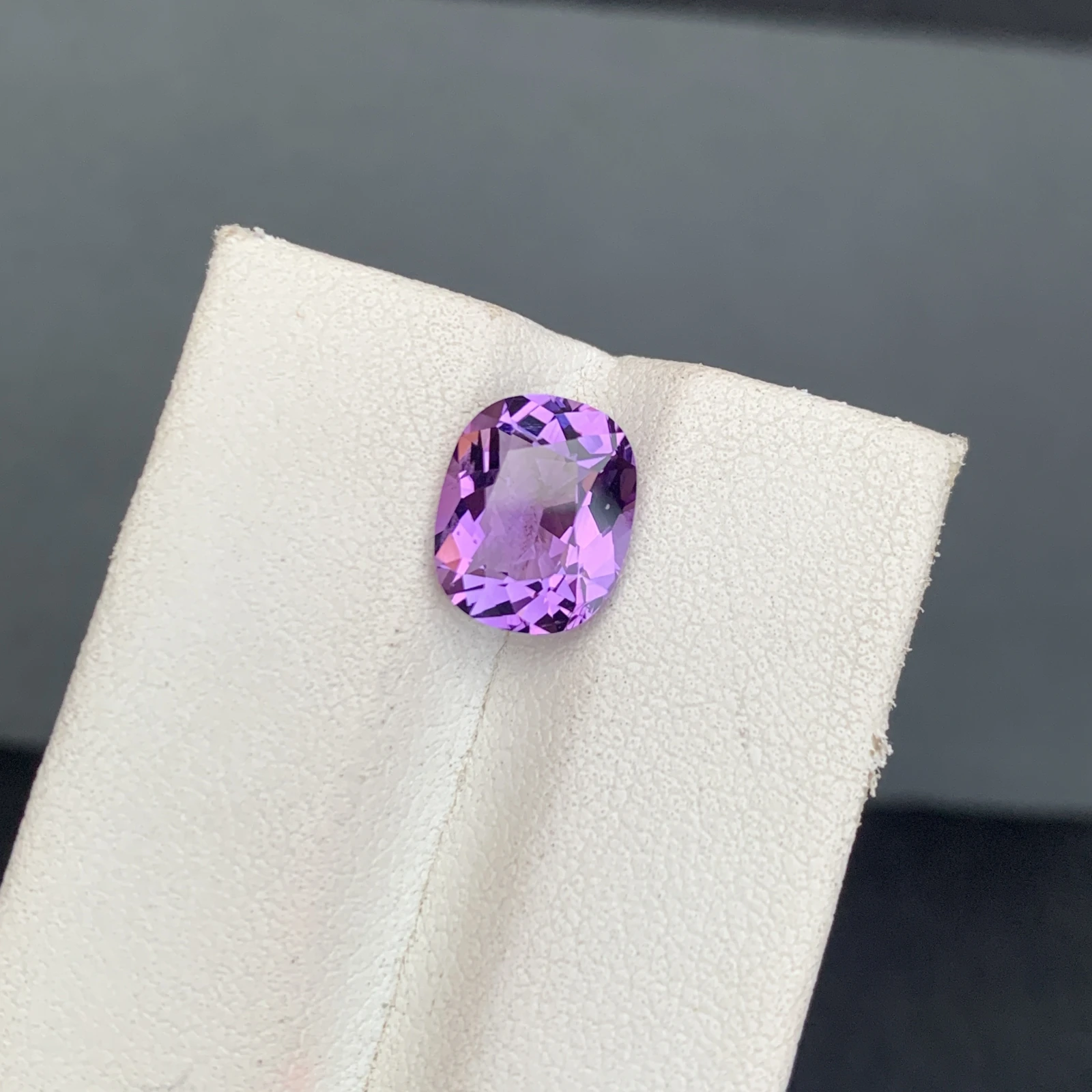 Natural Purple Amethyst 2.66 Carat Faceted Cushion Shape Loose Gemstone