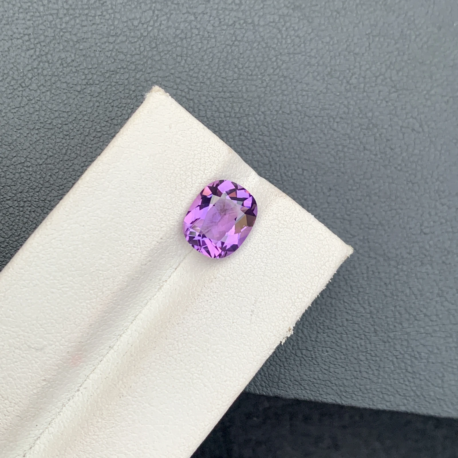 Natural Purple Amethyst 2.66 Carat Faceted Cushion Shape Loose Gemstone