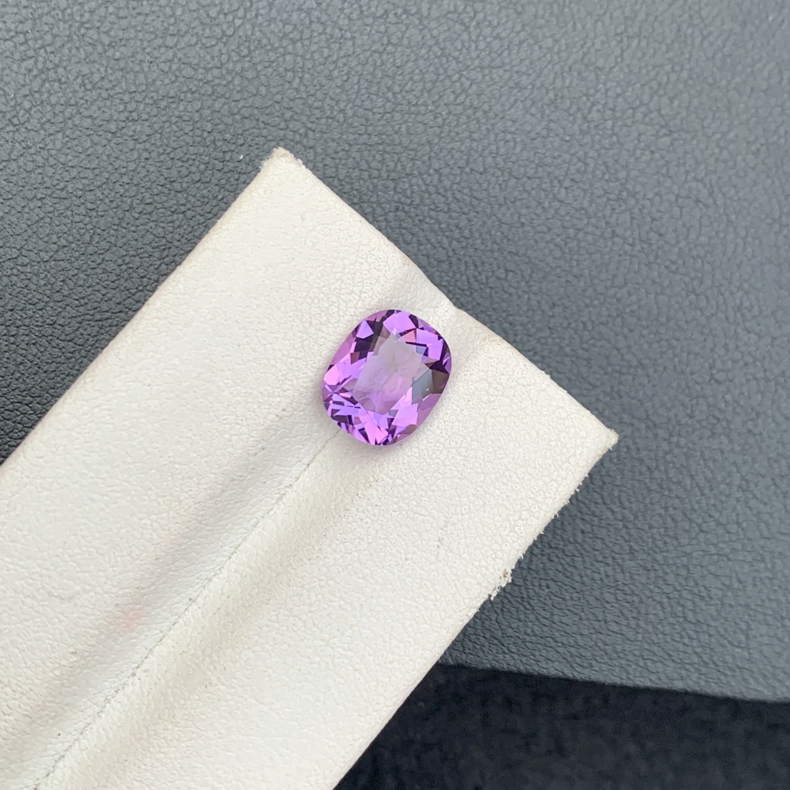 Natural Purple Amethyst 2.66 Carat Faceted Cushion Shape Loose Gemstone