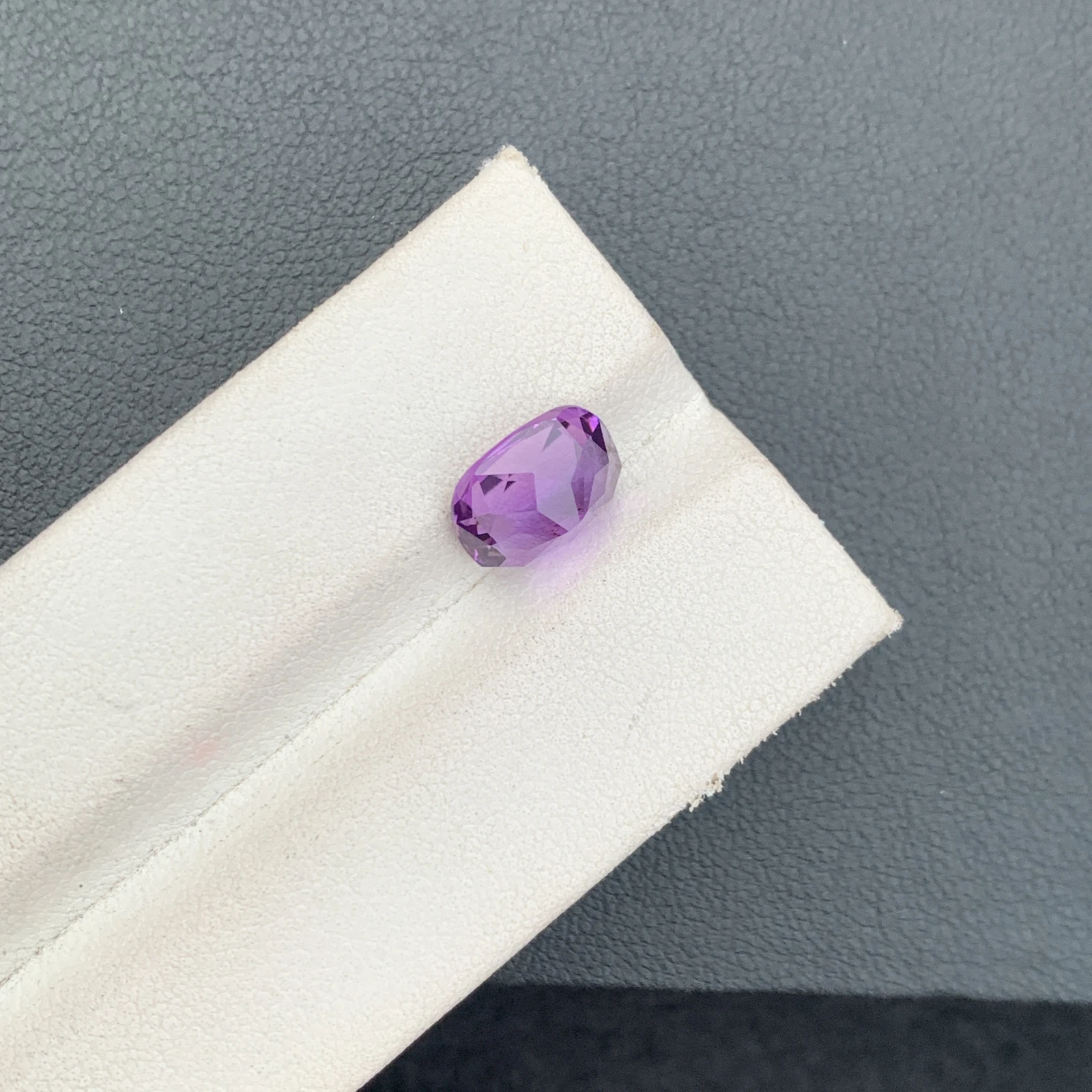 Natural Purple Amethyst 2.66 Carat Faceted Cushion Shape Loose Gemstone