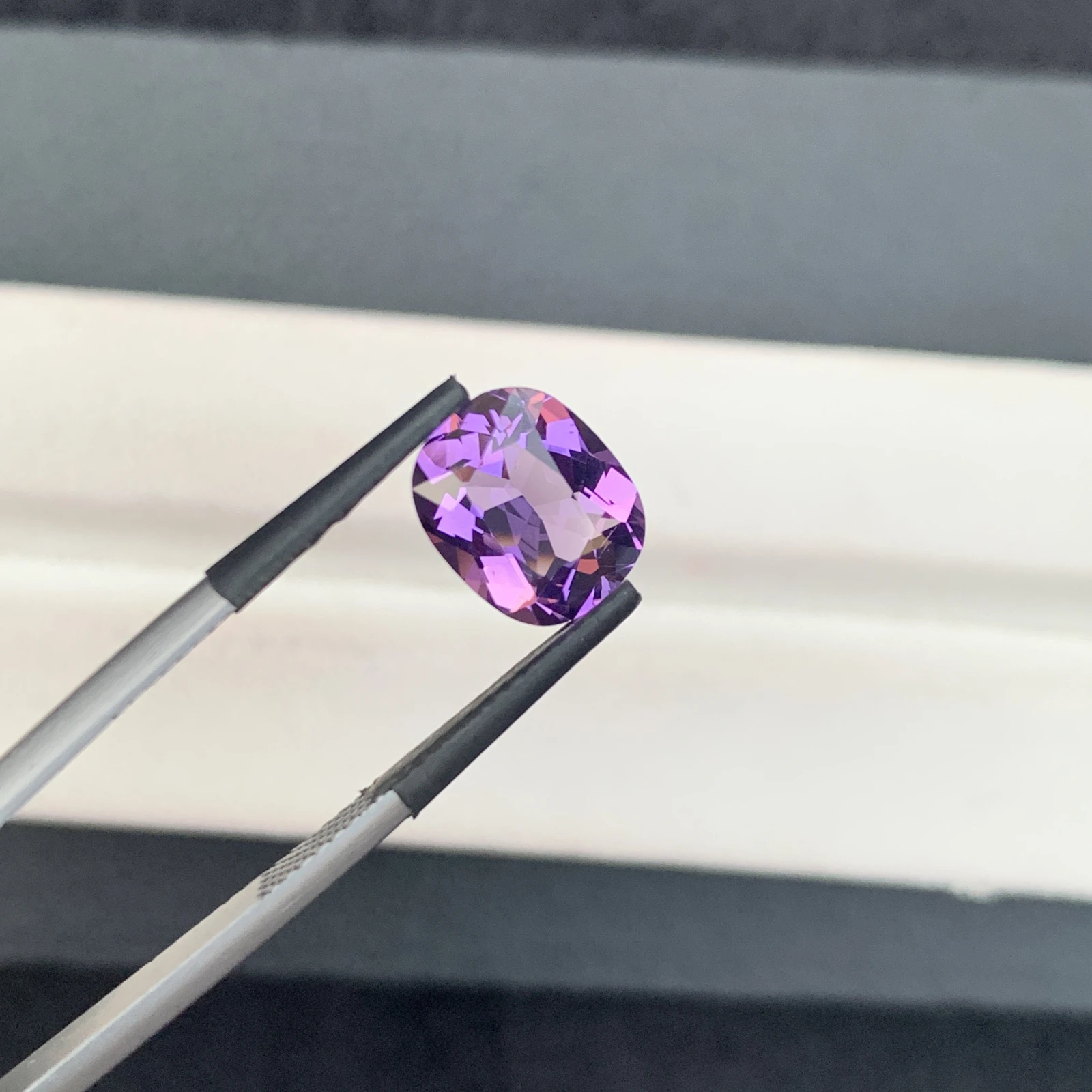 Natural Purple Amethyst 2.66 Carat Faceted Cushion Shape Loose Gemstone