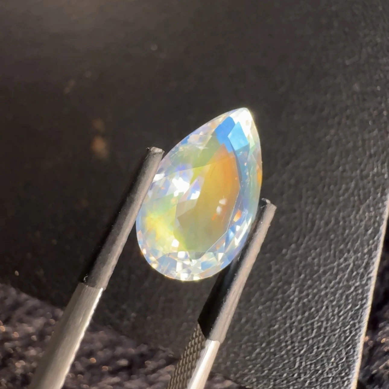 ICA GemLab Certified 5.16 ct Natural Rainbow Moonstone Pear Shape Loose Gemstone from Madagascar