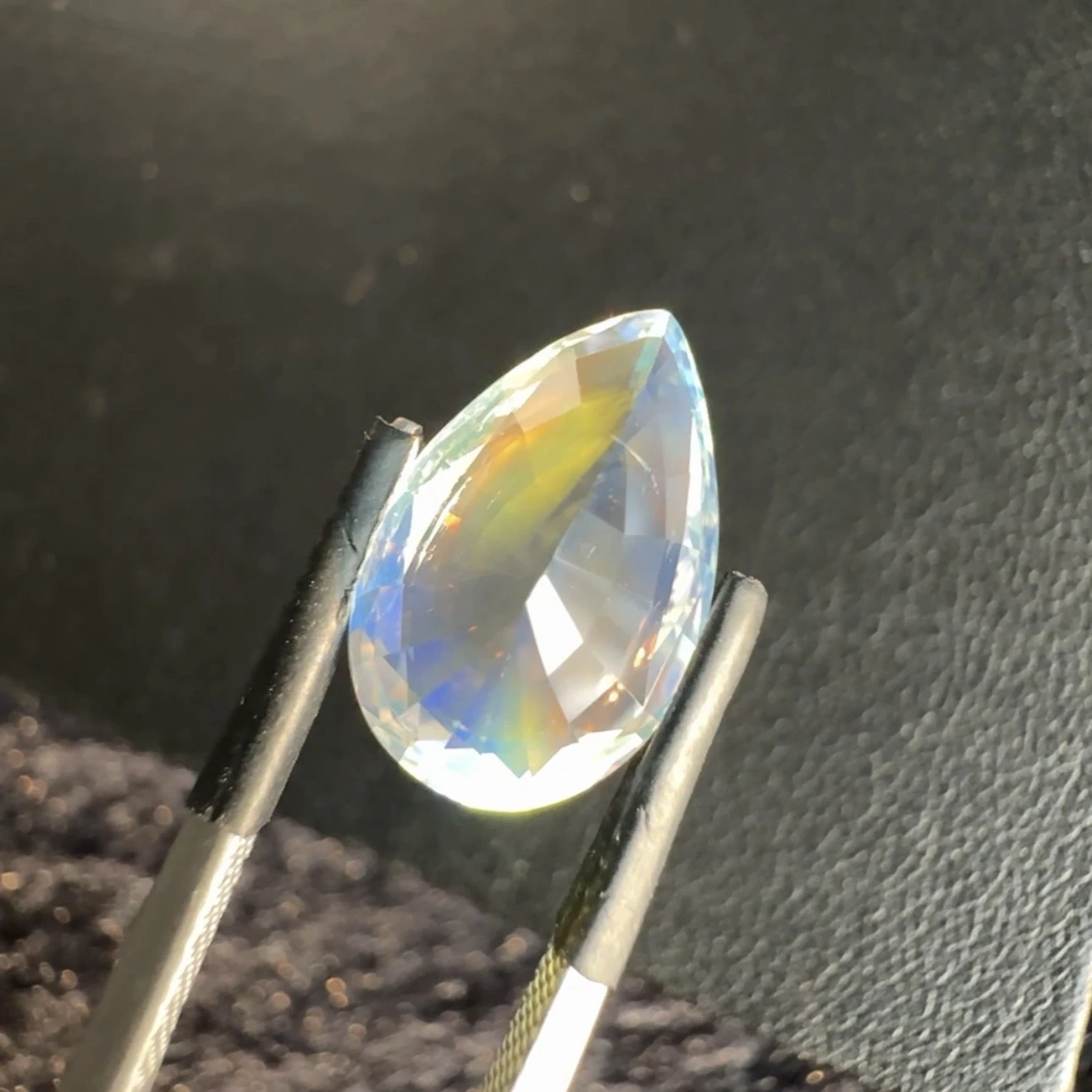 ICA GemLab Certified 5.16 ct Natural Rainbow Moonstone Pear Shape Loose Gemstone from Madagascar