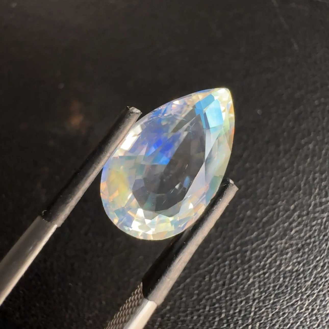 ICA GemLab Certified 5.16 ct Natural Rainbow Moonstone Pear Shape Loose Gemstone from Madagascar