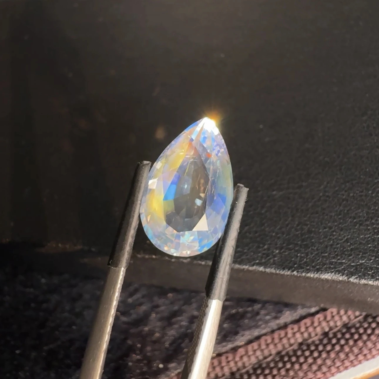 ICA GemLab Certified 5.16 ct Natural Rainbow Moonstone Pear Shape Loose Gemstone from Madagascar