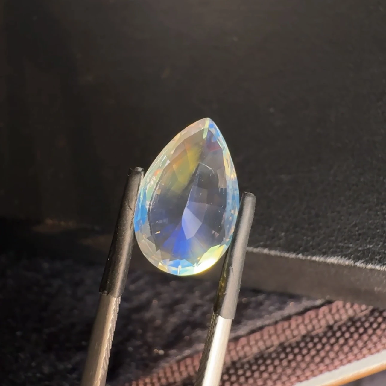 ICA GemLab Certified 5.16 ct Natural Rainbow Moonstone Pear Shape Loose Gemstone from Madagascar