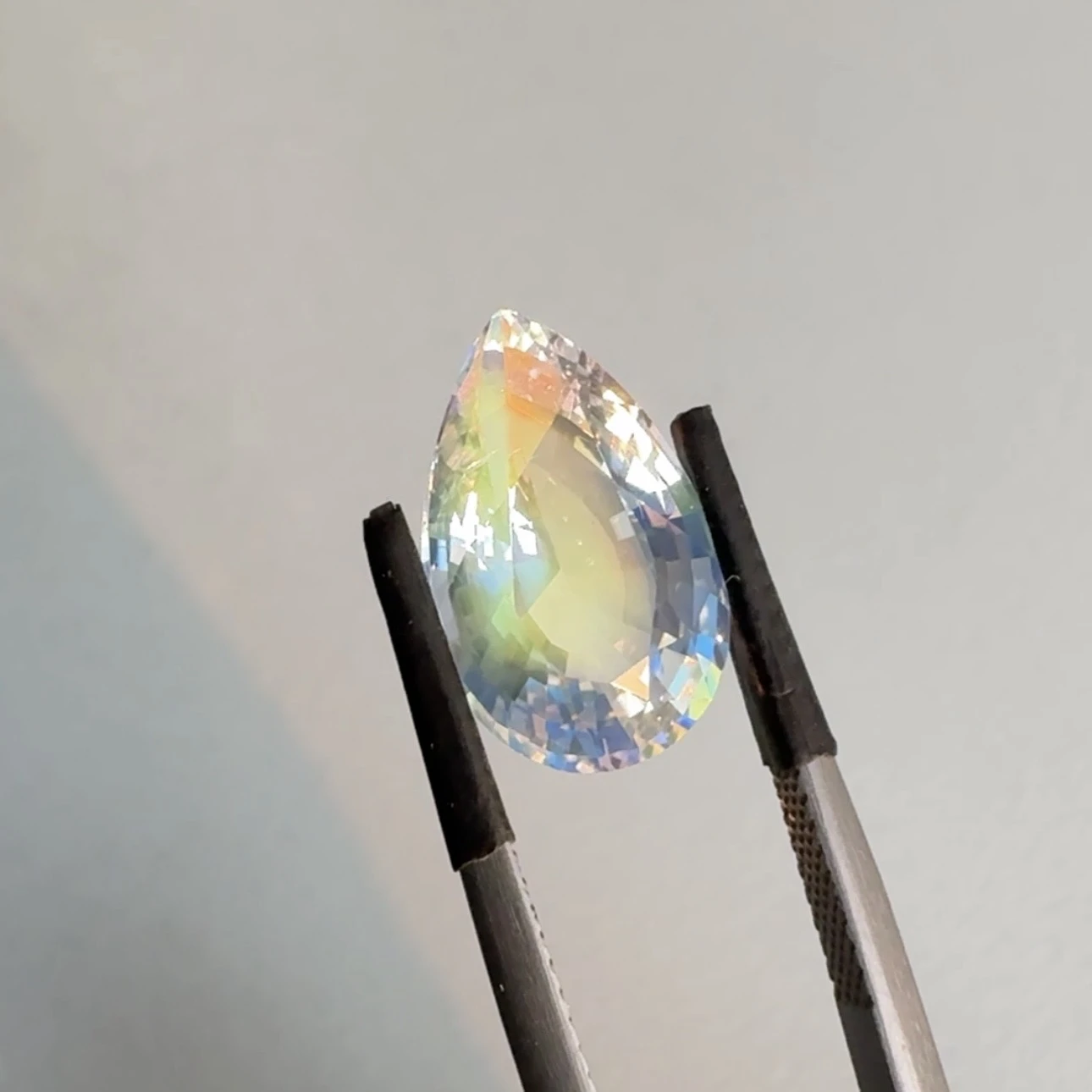 ICA GemLab Certified 5.16 ct Natural Rainbow Moonstone Pear Shape Loose Gemstone from Madagascar