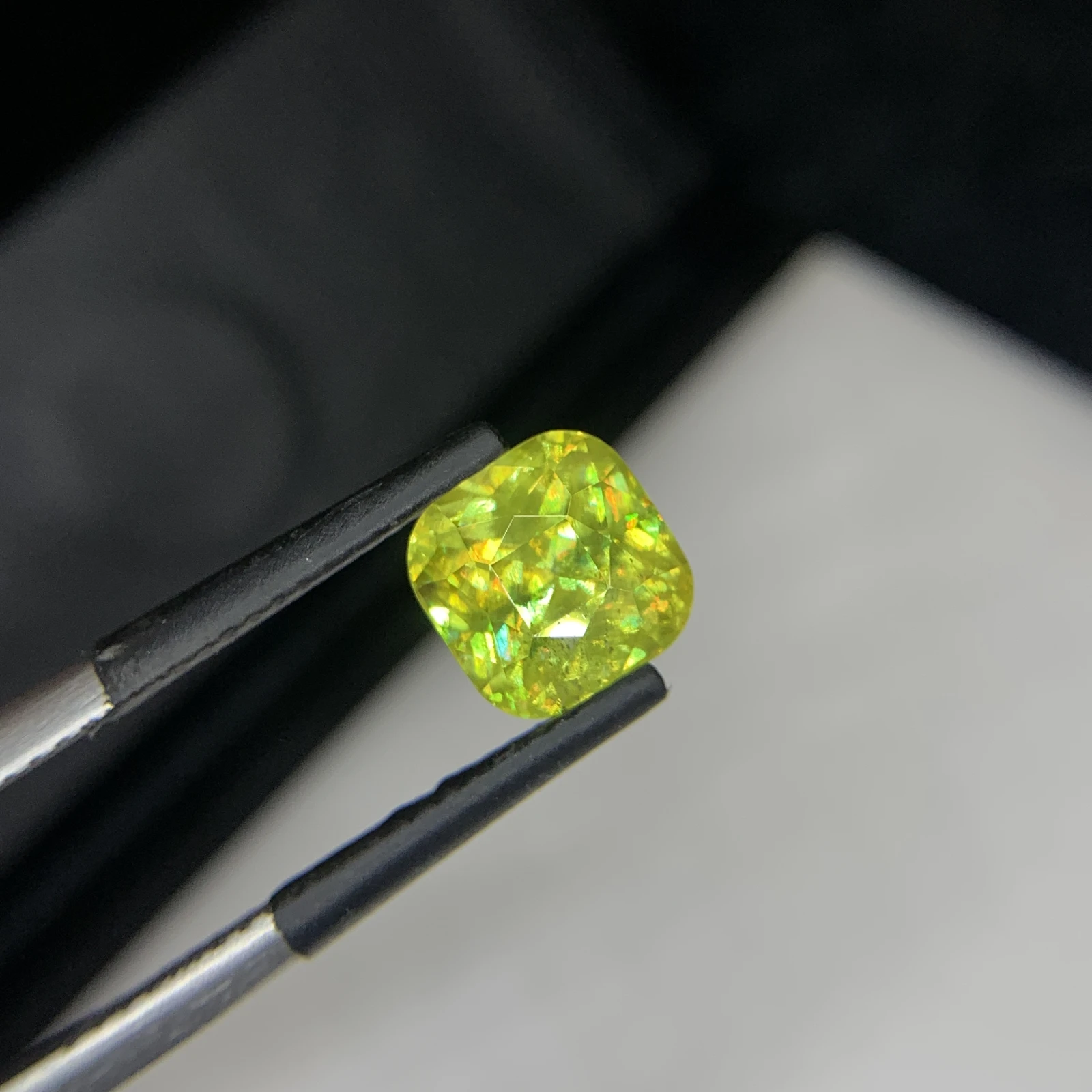 2.60 carat Natural Green Sphene Cushion Shape Faceted Loose Gemstone