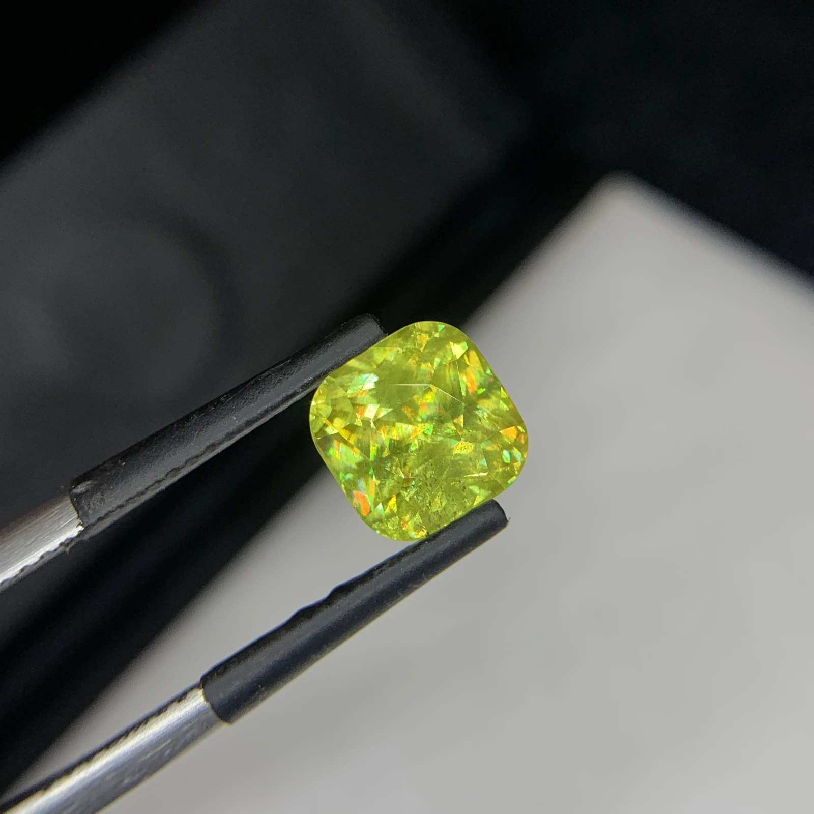 2.60 carat Natural Green Sphene Cushion Shape Faceted Loose Gemstone