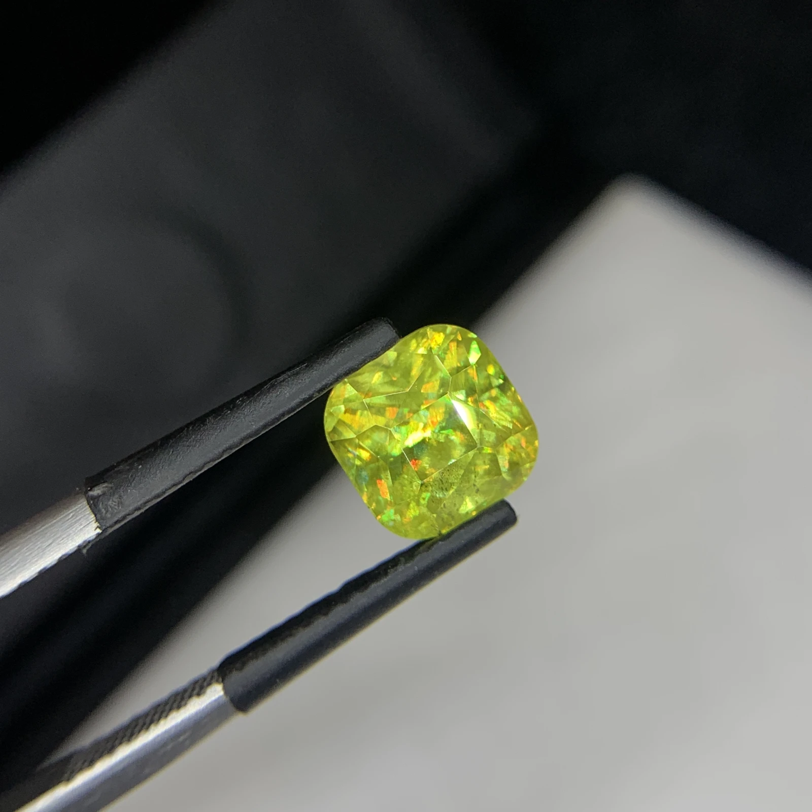 2.60 carat Natural Green Sphene Cushion Shape Faceted Loose Gemstone