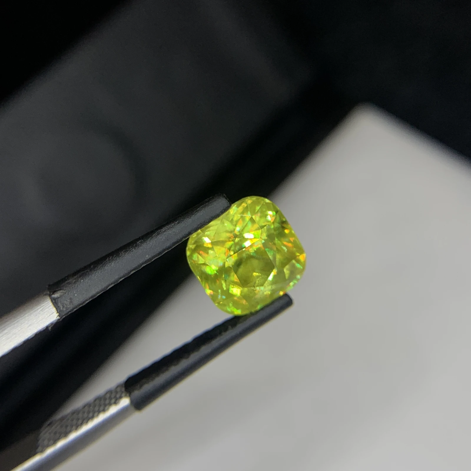 2.60 carat Natural Green Sphene Cushion Shape Faceted Loose Gemstone