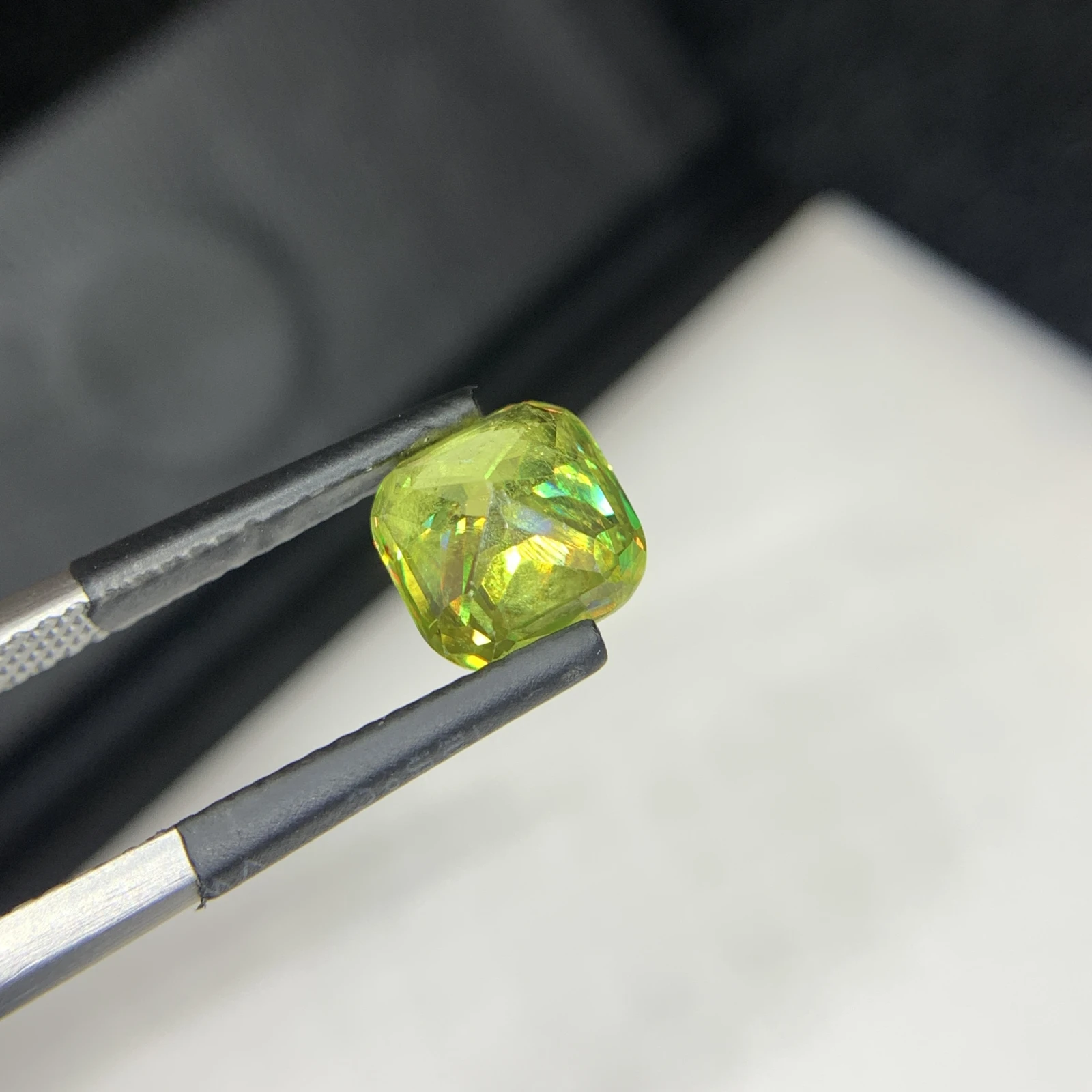 2.60 carat Natural Green Sphene Cushion Shape Faceted Loose Gemstone