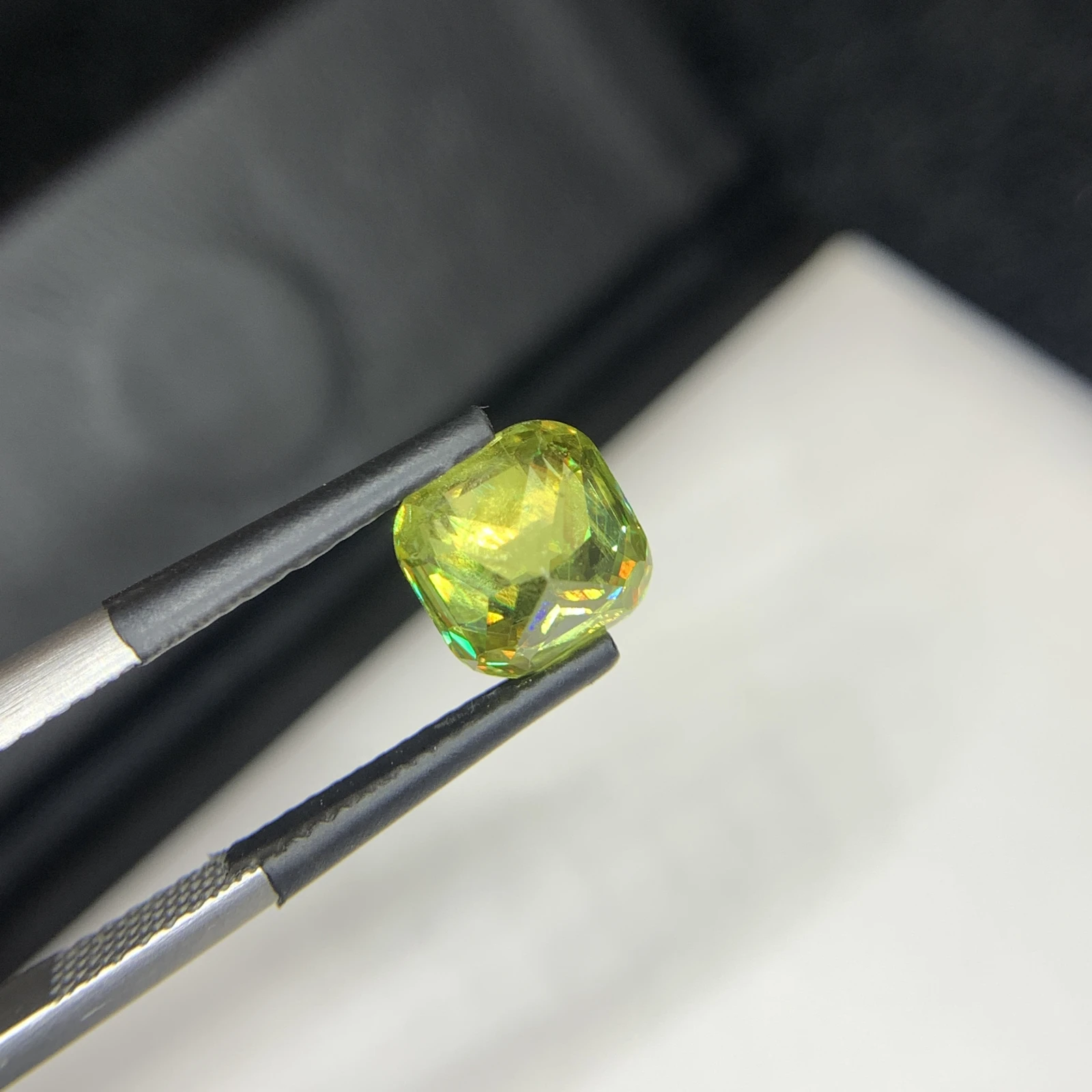 2.60 carat Natural Green Sphene Cushion Shape Faceted Loose Gemstone