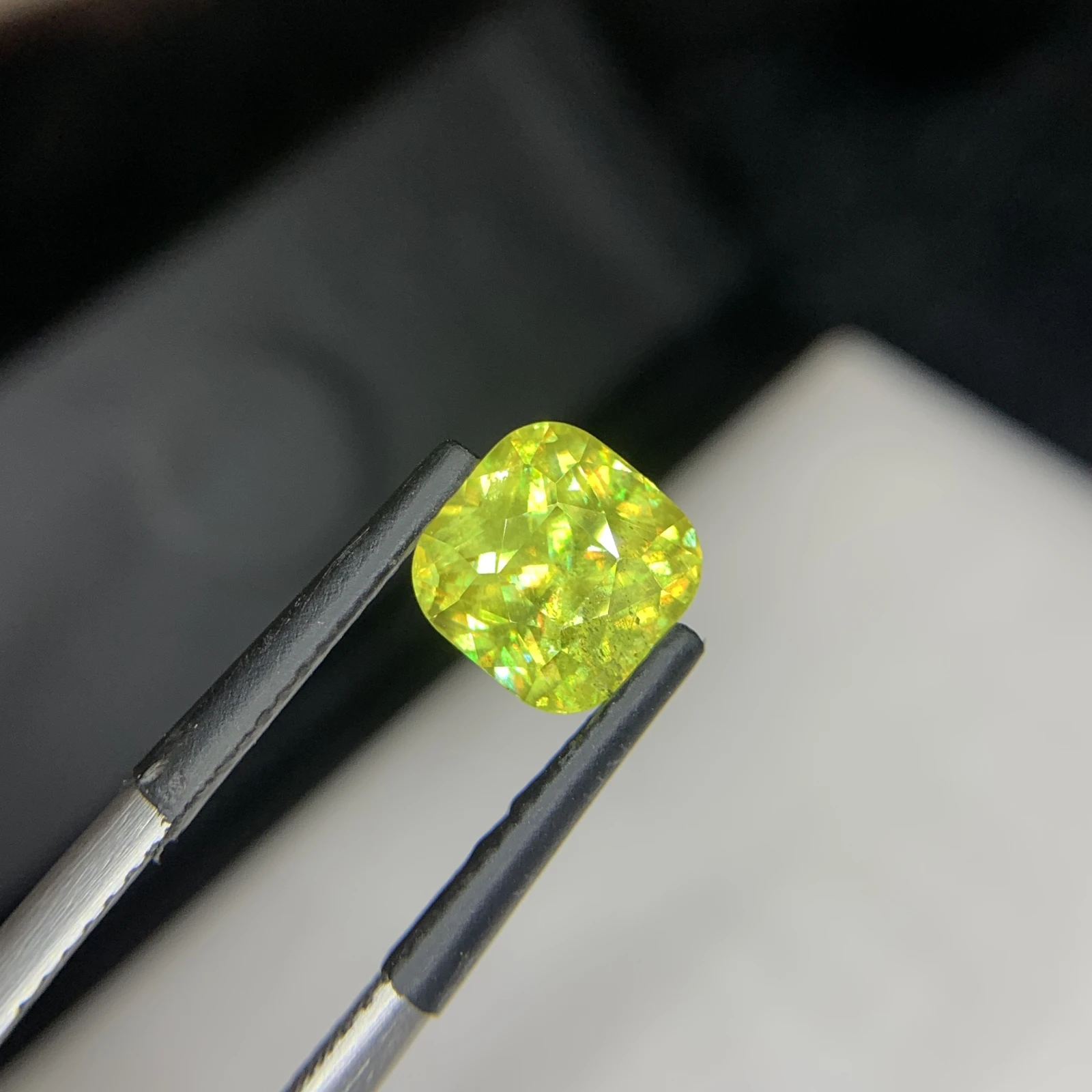 2.60 carat Natural Green Sphene Cushion Shape Faceted Loose Gemstone