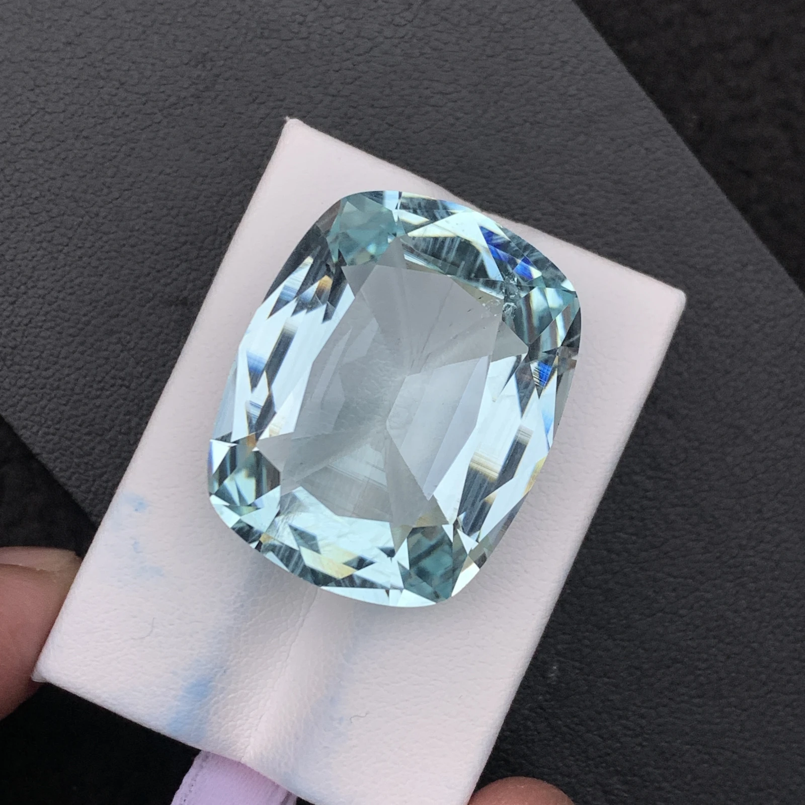 Natural Greenish Blue Aquamarine 55.59 Carat Faceted Cushion Shape Loose Gemstone