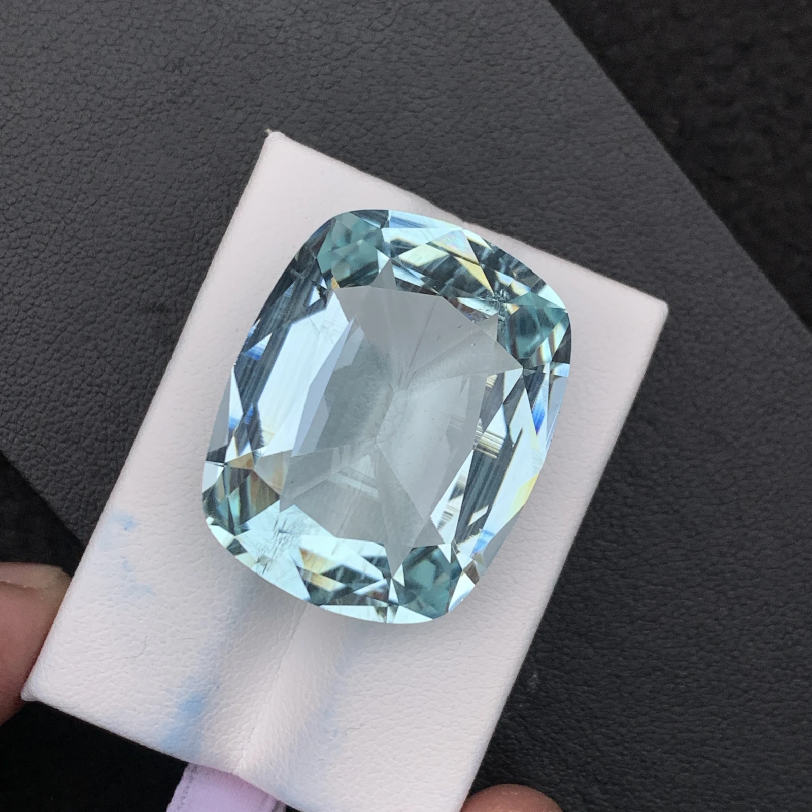 Natural Greenish Blue Aquamarine 55.59 Carat Faceted Cushion Shape Loose Gemstone
