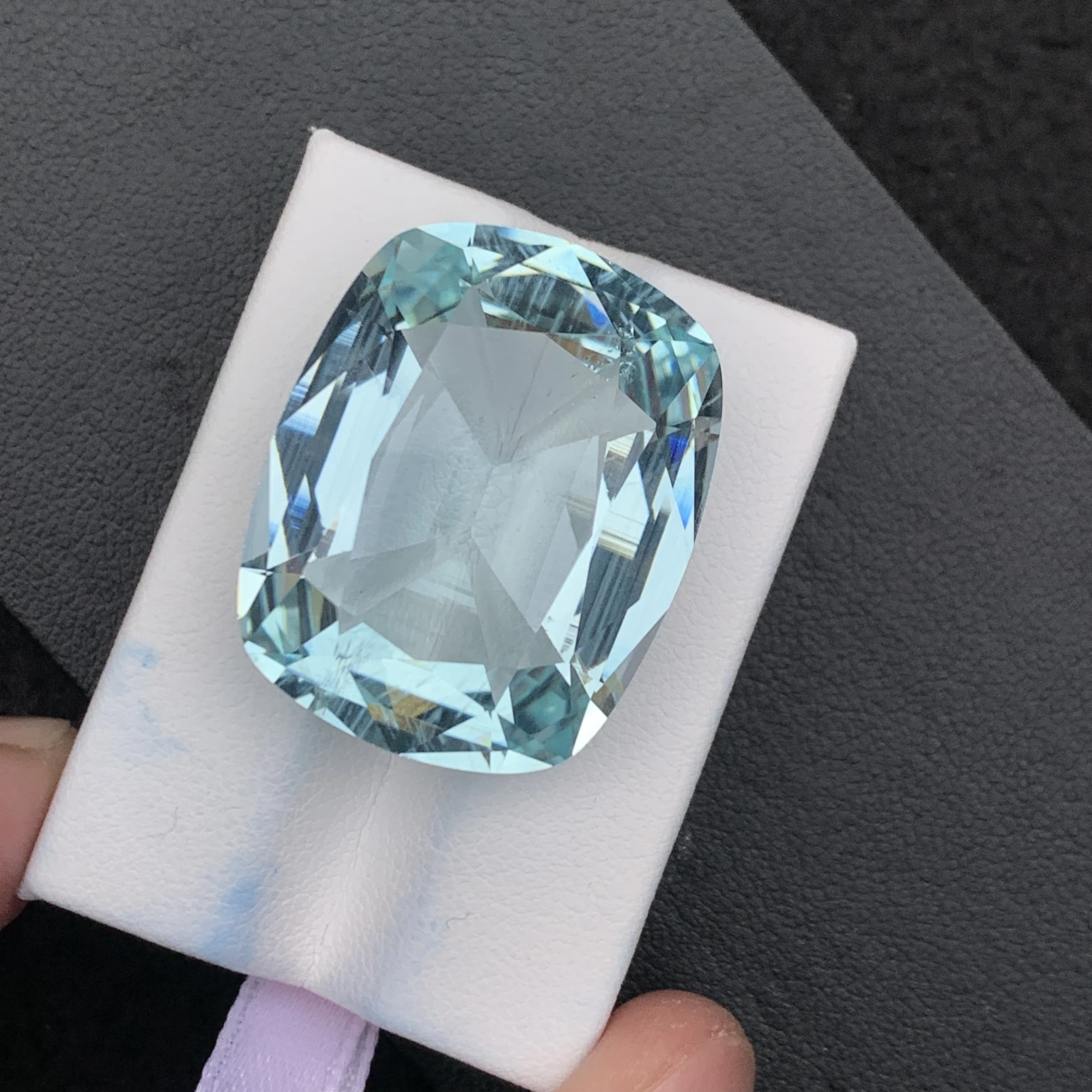 Natural Greenish Blue Aquamarine 55.59 Carat Faceted Cushion Shape Loose Gemstone
