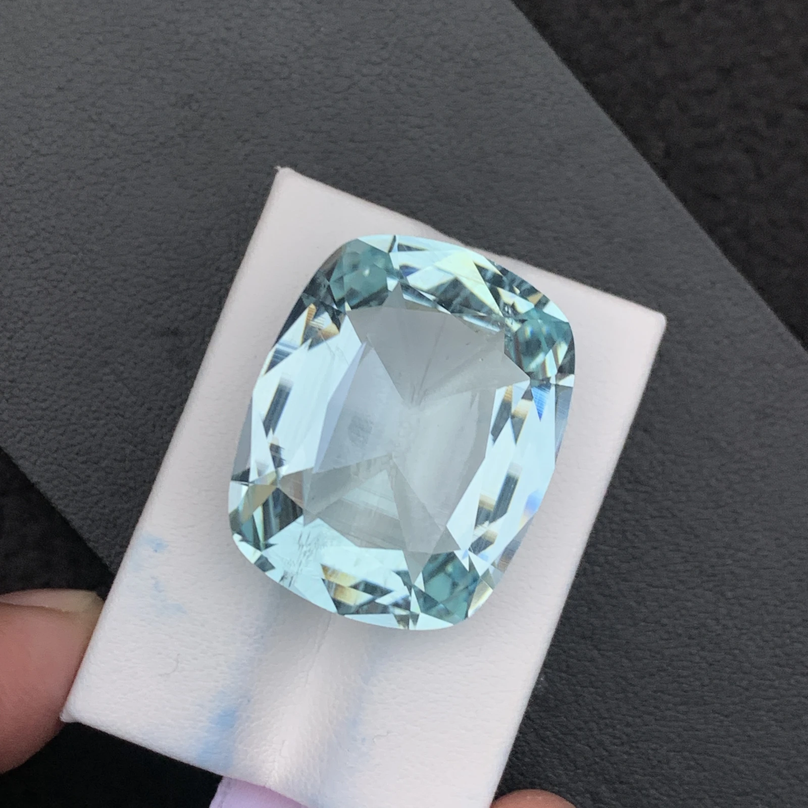 Natural Greenish Blue Aquamarine 55.59 Carat Faceted Cushion Shape Loose Gemstone