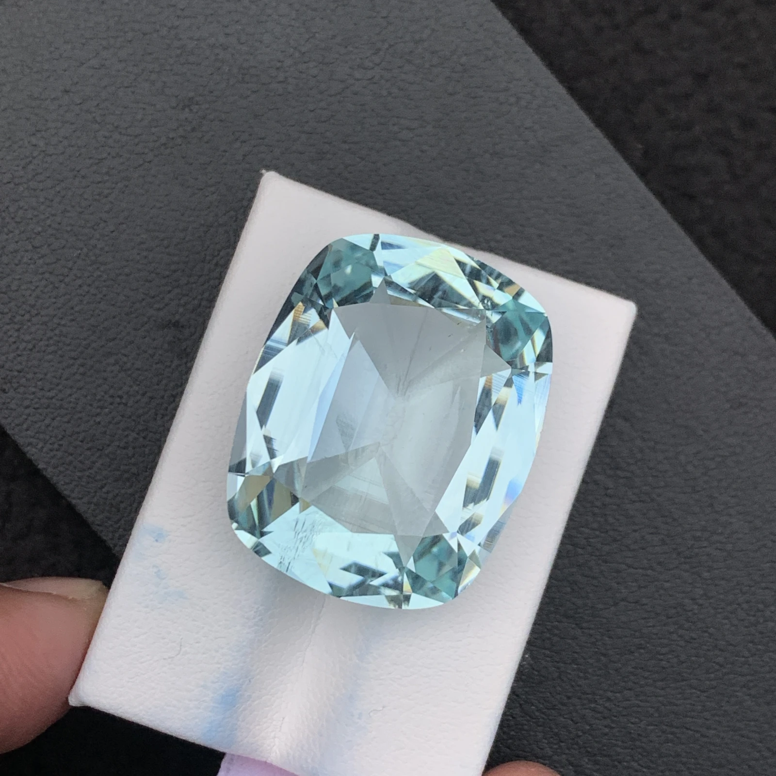 Natural Greenish Blue Aquamarine 55.59 Carat Faceted Cushion Shape Loose Gemstone