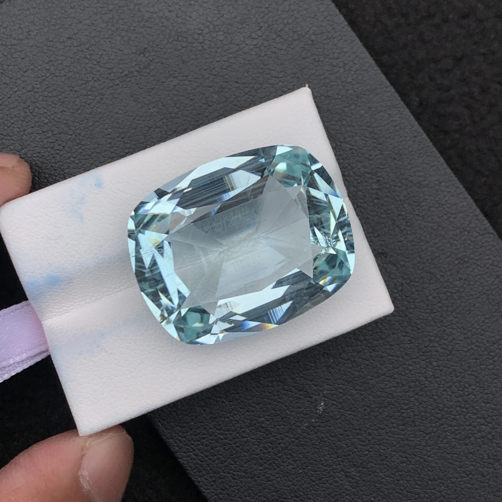 Natural Greenish Blue Aquamarine 55.59 Carat Faceted Cushion Shape Loose Gemstone