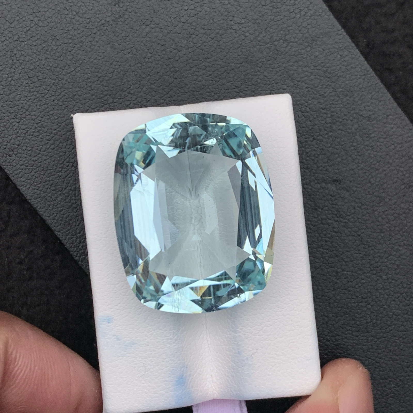 Natural Greenish Blue Aquamarine 55.59 Carat Faceted Cushion Shape Loose Gemstone
