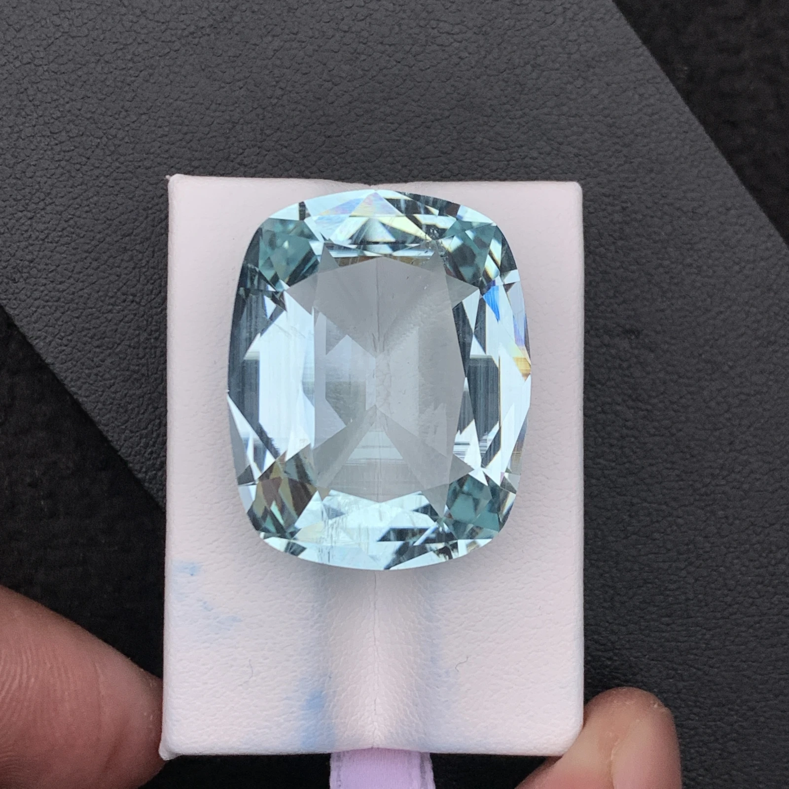 Natural Greenish Blue Aquamarine 55.59 Carat Faceted Cushion Shape Loose Gemstone